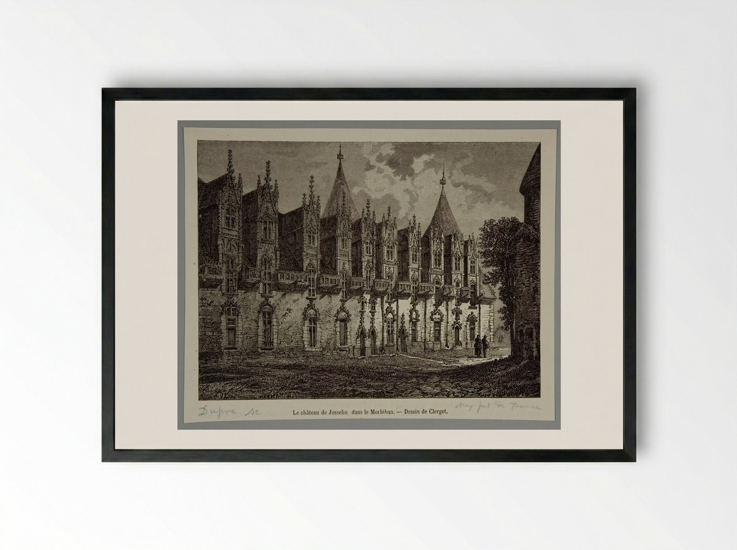 The Josselin Castle, in the Morbihan - Jules Dupré - Framed Print Black
