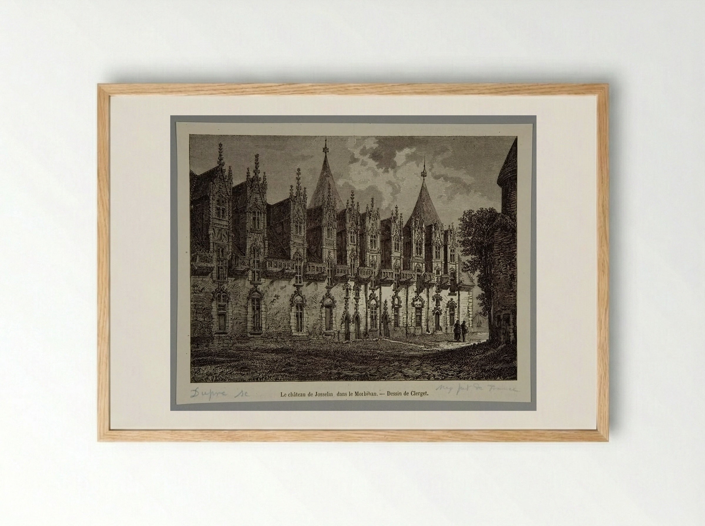 The Josselin Castle, in the Morbihan - Jules Dupré - Framed Print Wood
