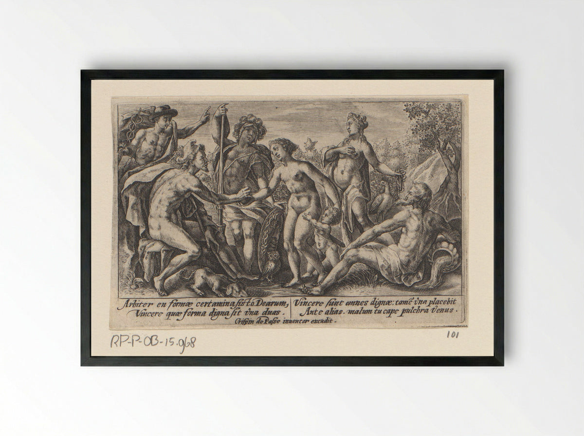 The Judgement of Paris - Crispijn van de Passe the Elder - Framed Print Black