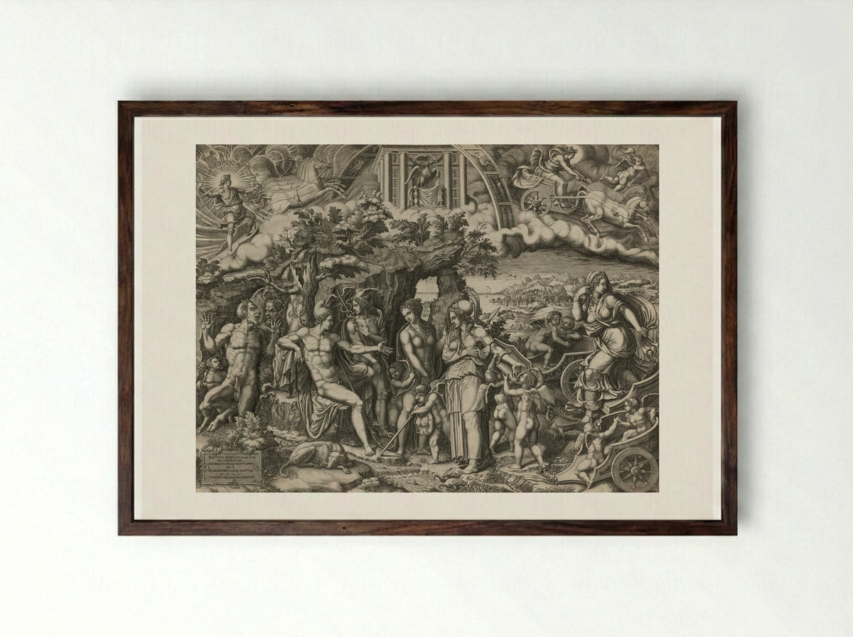 The Judgement of Paris - Giorgio Ghisi - Framed Print Dark Wood
