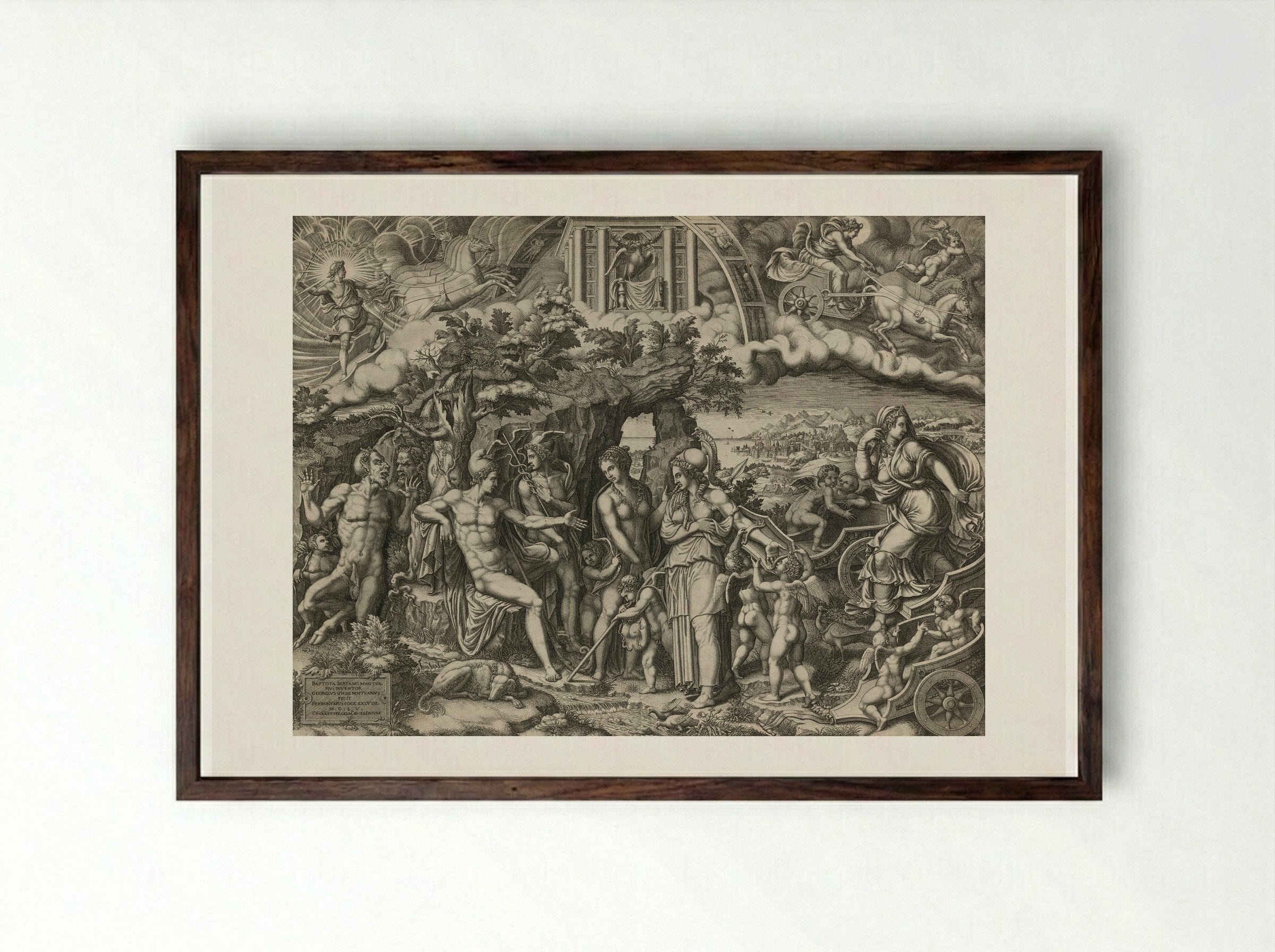 The Judgement of Paris - Giorgio Ghisi - Framed Print Dark Wood