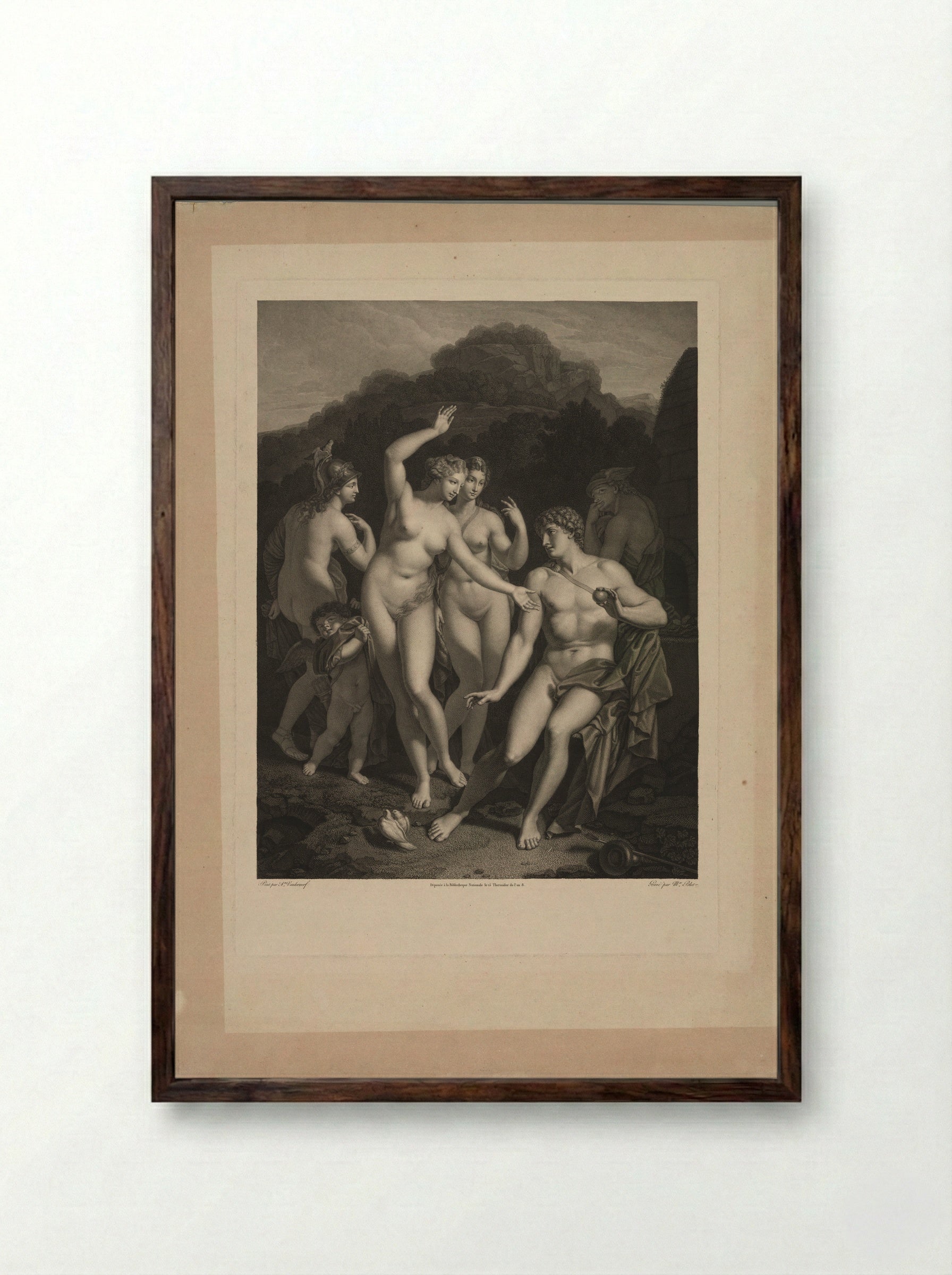 The Judgement of Paris - Maurice Blot - Framed Print Dark Wood