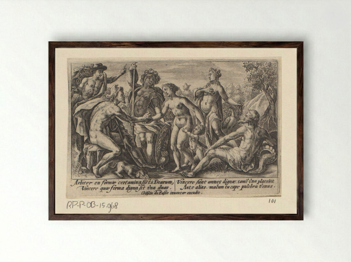 The Judgement of Paris - Crispijn van de Passe the Elder - Framed Print Dark Wood