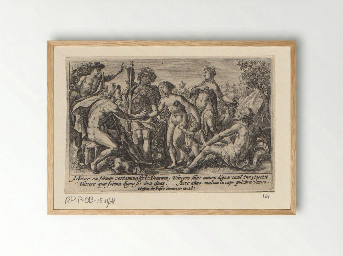 The Judgement of Paris - Crispijn van de Passe the Elder - Framed Print Wood