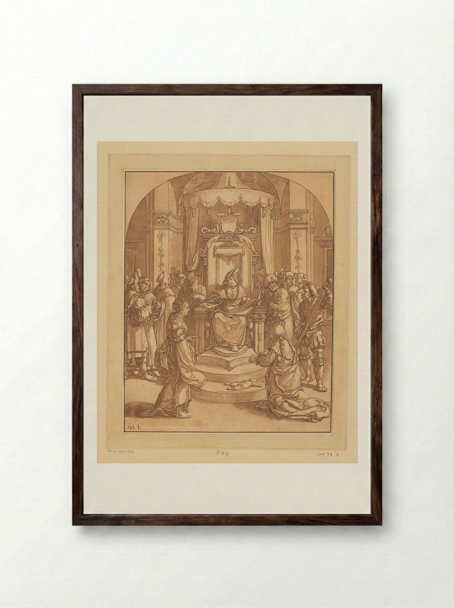 The Judgement of Solomon - Cornelis Brouwer - Framed Print Dark Wood