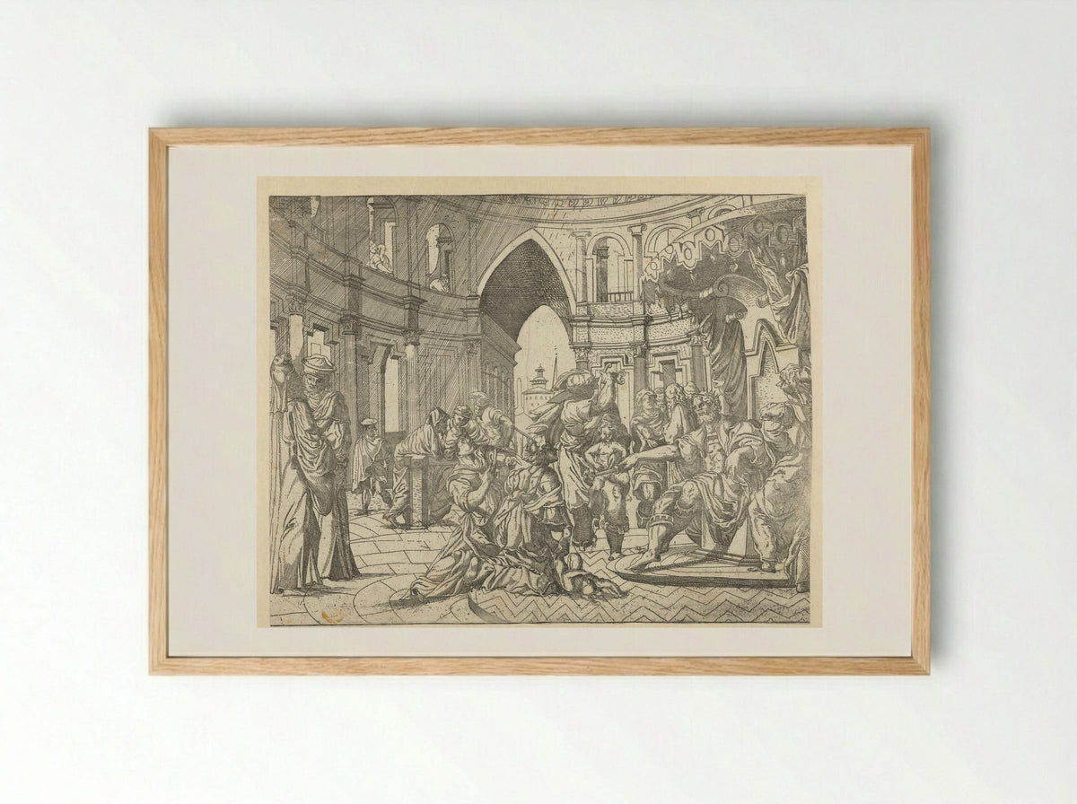 The Judgement of Solomon - Monogrammist SAF - Framed Print Wood