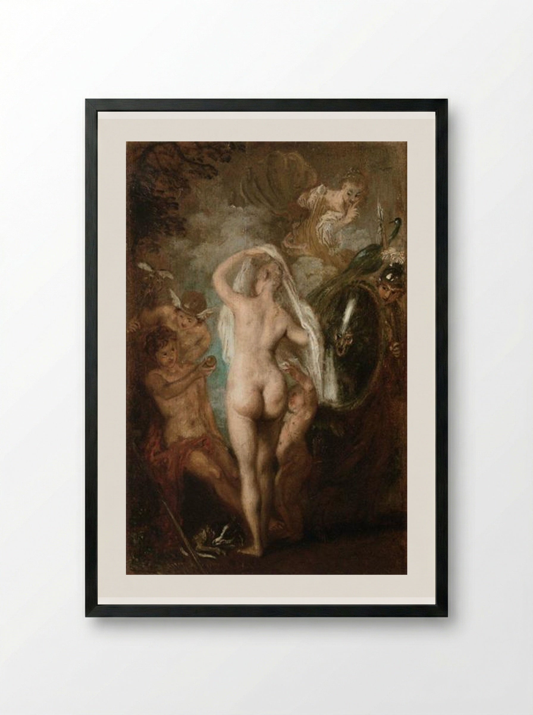 The Judgment of Paris - Antoine Watteau - Framed Print Black