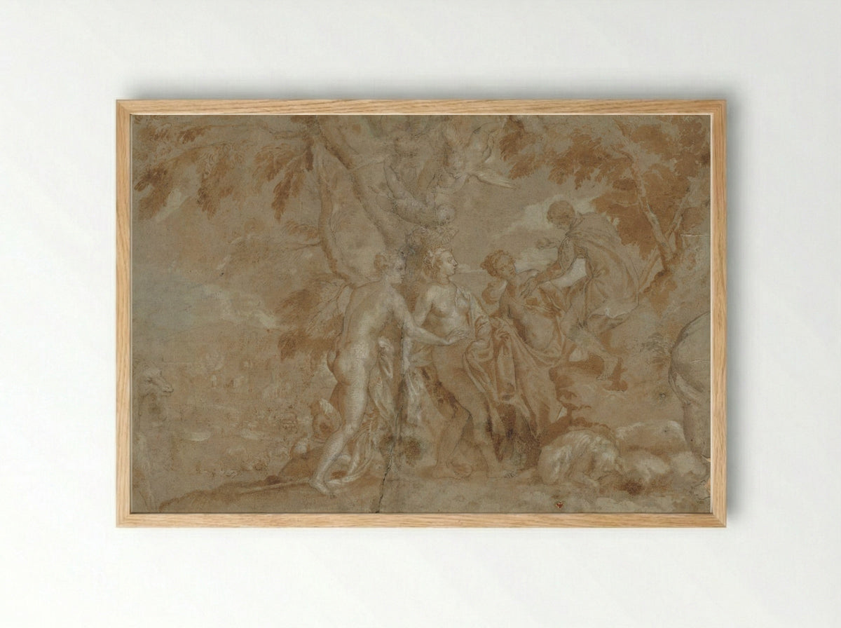The Judgment of Paris - Carletto Caliari - Framed Print Wood