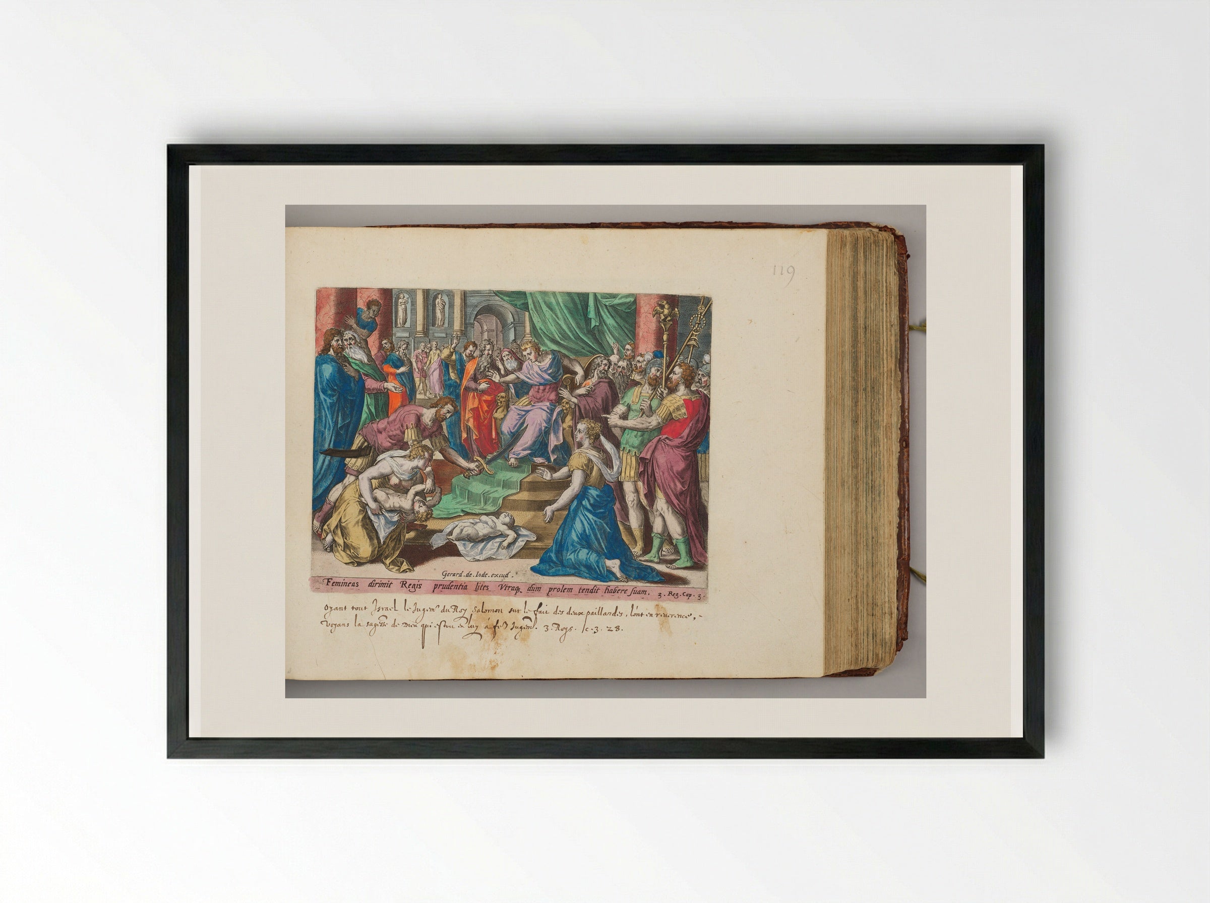 The Judgment of Solomon - Hans Collaert the Elder - Framed Print Black