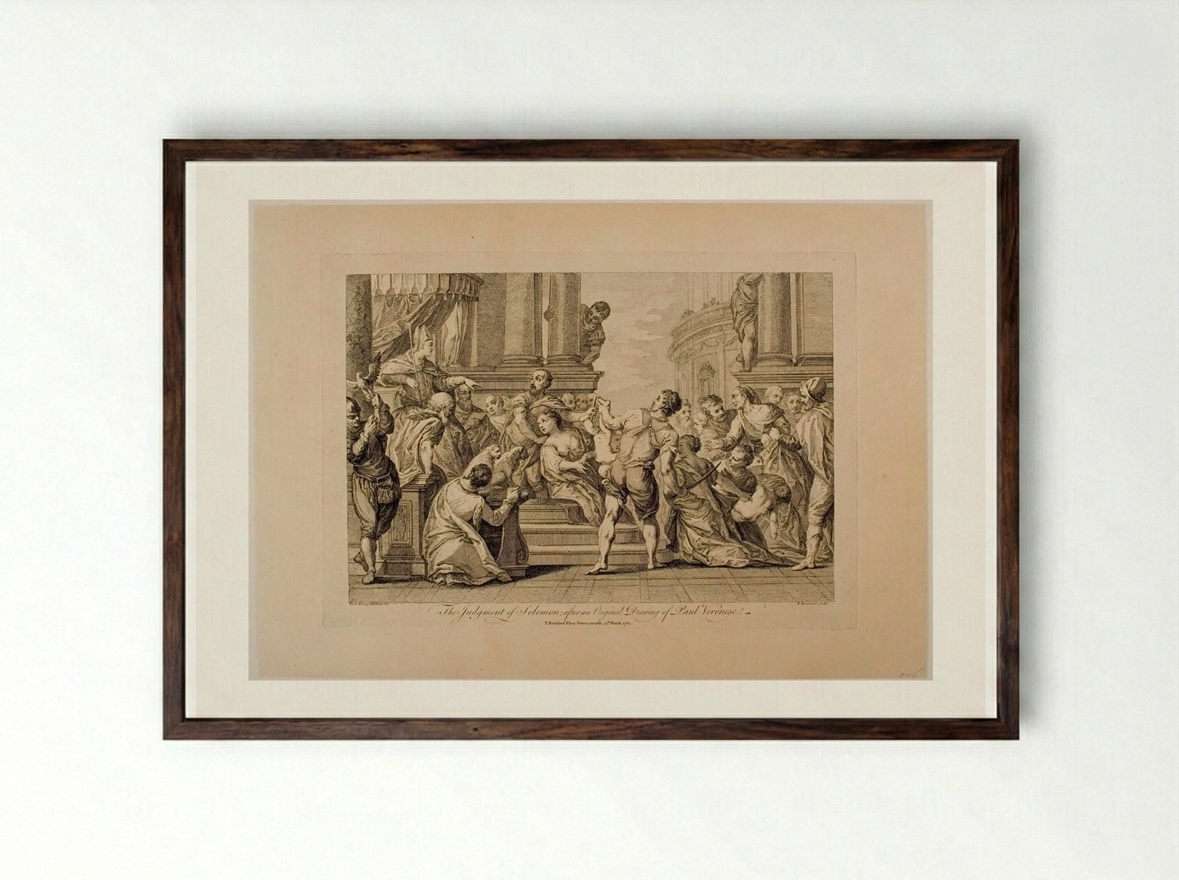The Judgment of Solomon - Francesco Bartolozzi - Framed Print Dark Wood