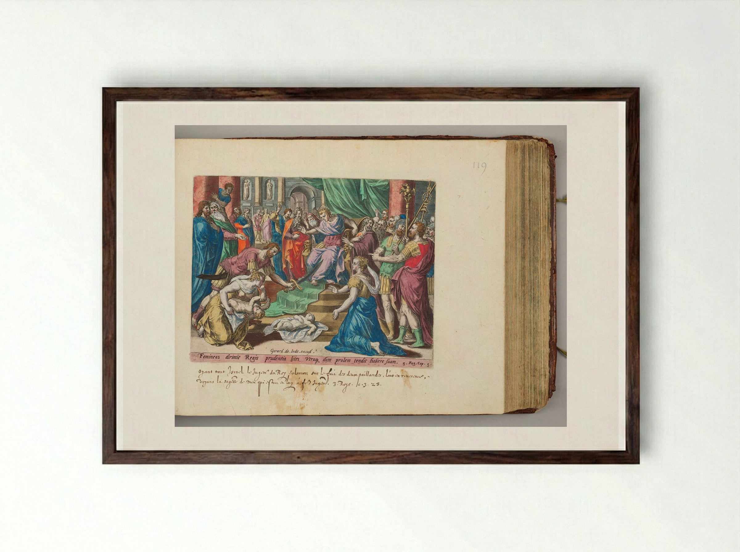The Judgment of Solomon - Hans Collaert the Elder - Framed Print Dark Wood
