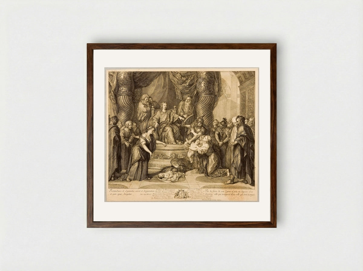 The Judgment of Solomon - Gérard Audran - Framed Print Dark Wood