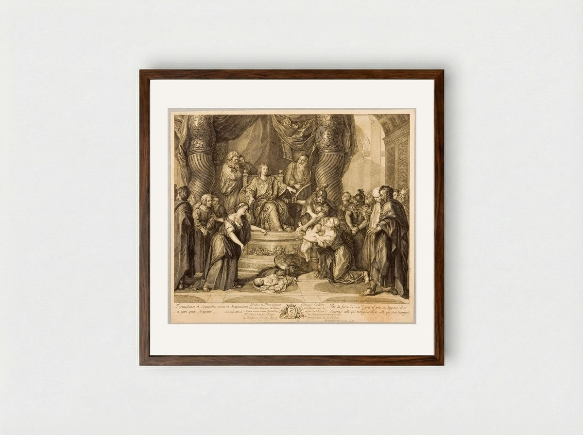 The Judgment of Solomon - Gérard Audran - Framed Print Dark Wood