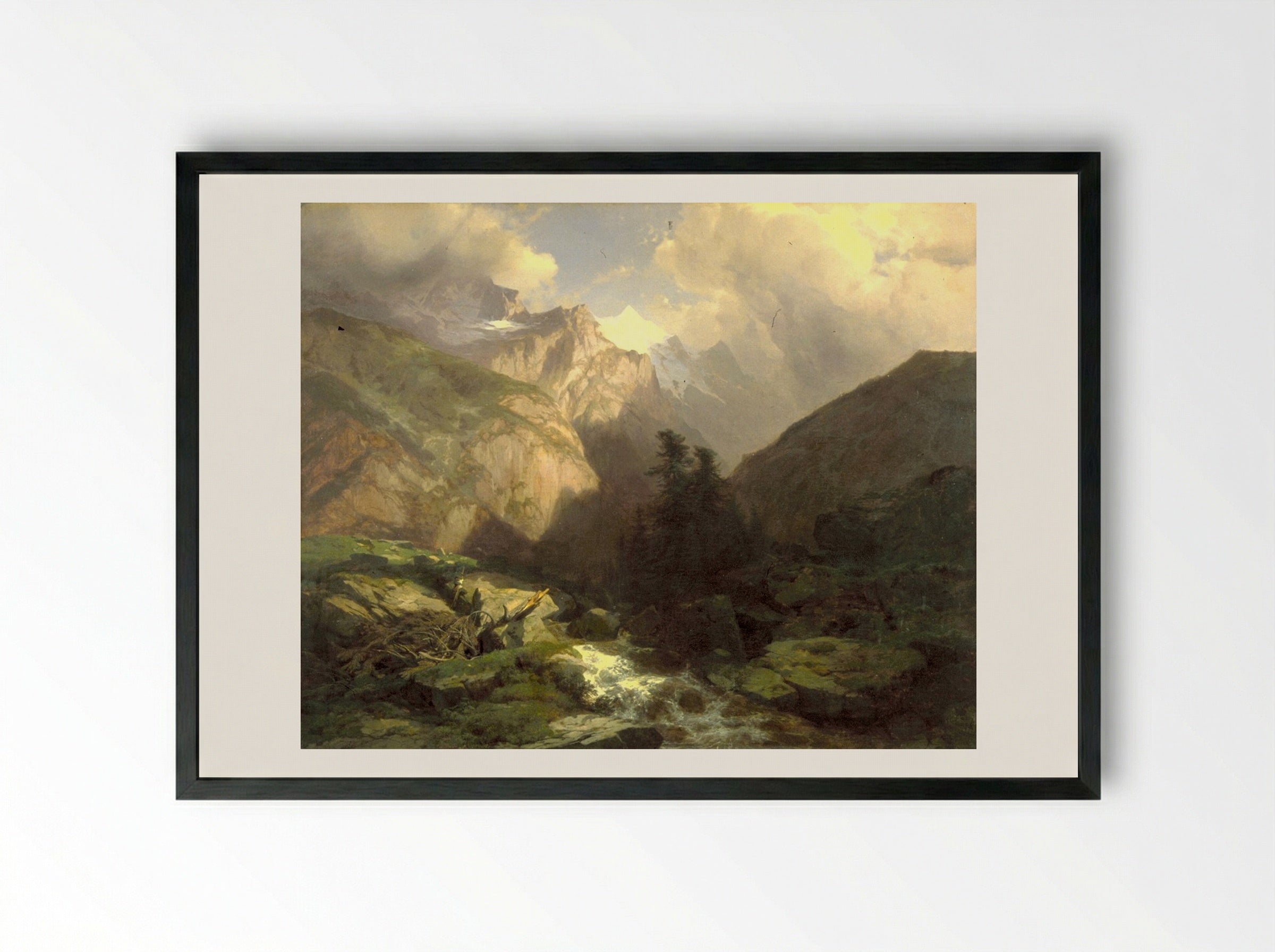 The Jungfrau - Alexandre Calame - Framed Print Black