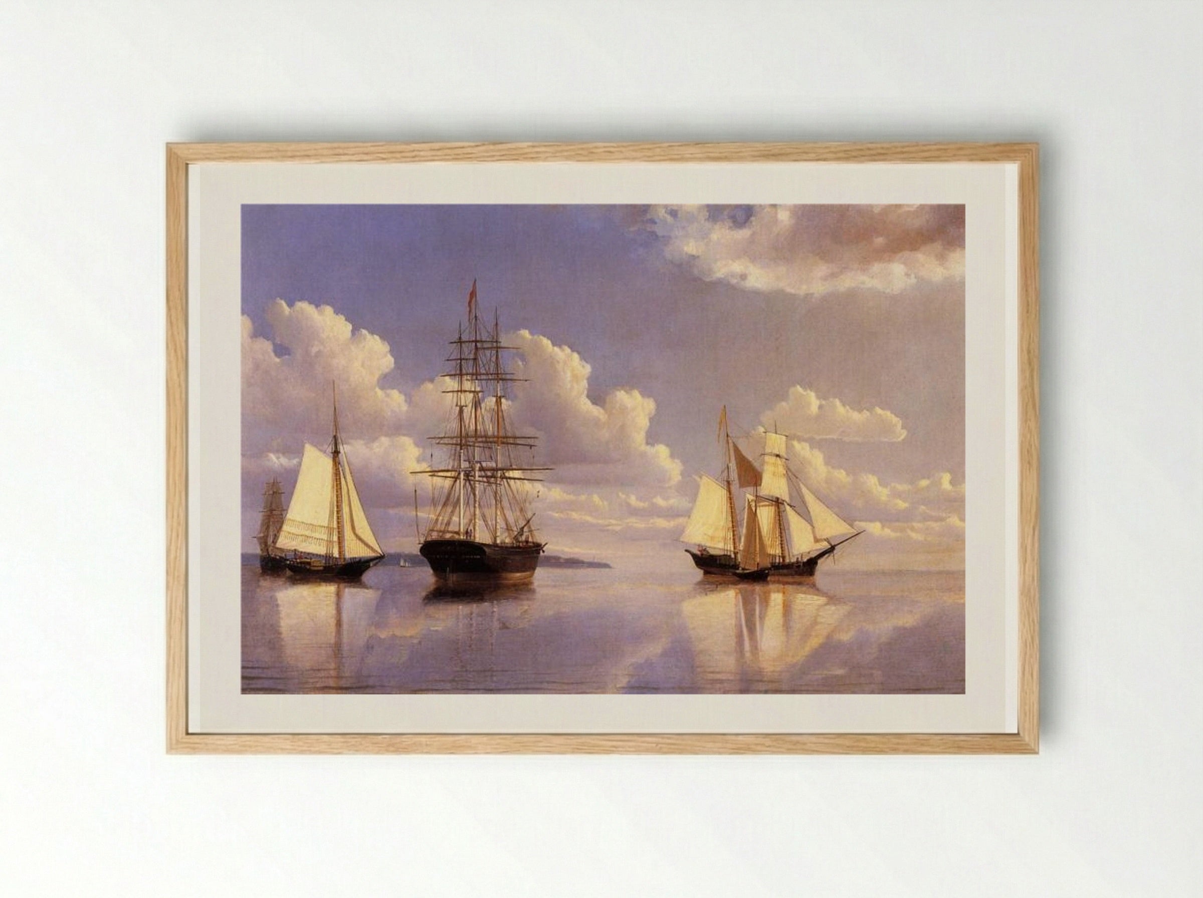 The Kennebec River, Waiting for Wind and Tide - William Bradford - Framed Print Wood