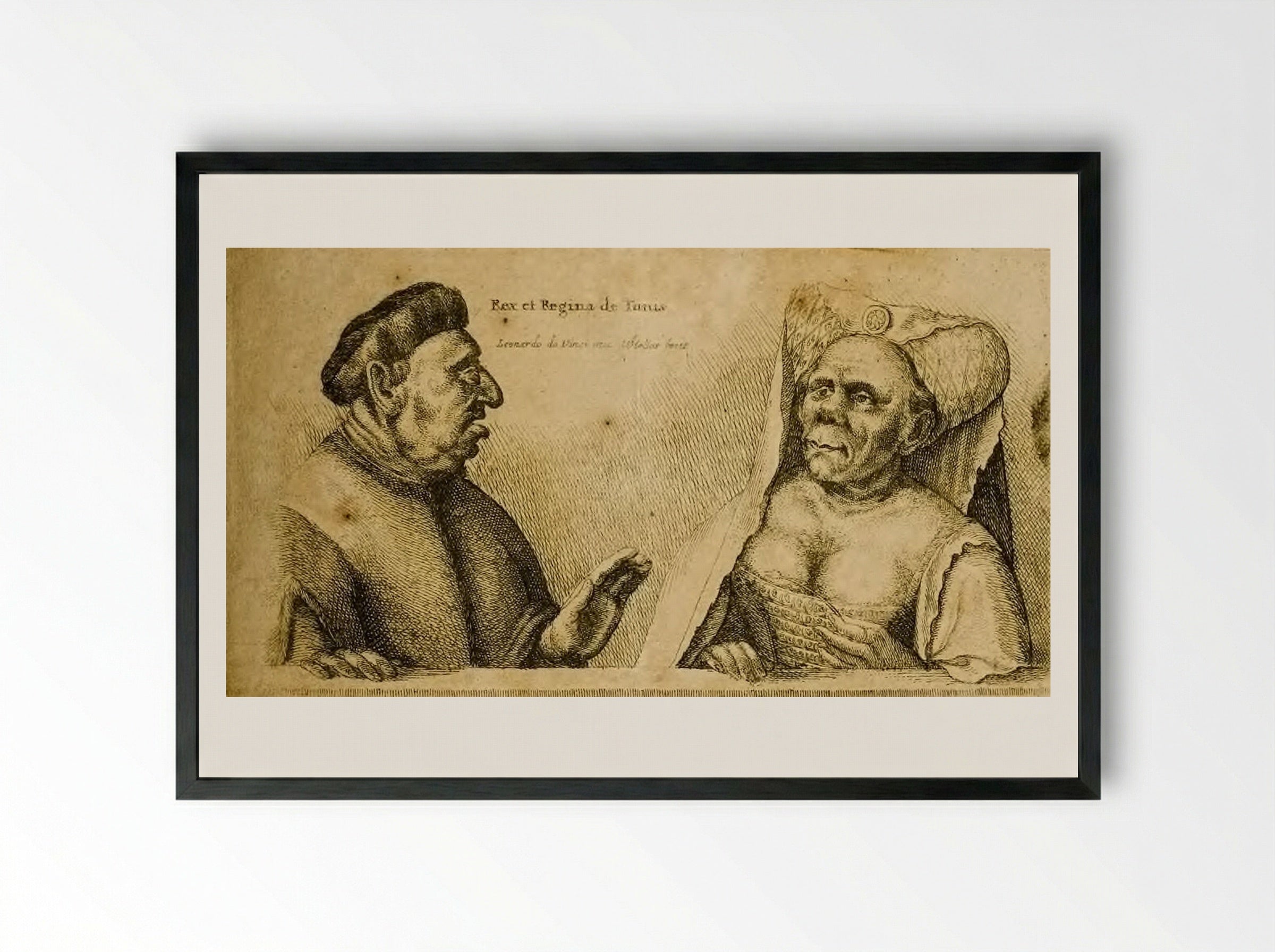 The King and Queen of Tunis - Wenceslaus Hollar - Framed Print Black