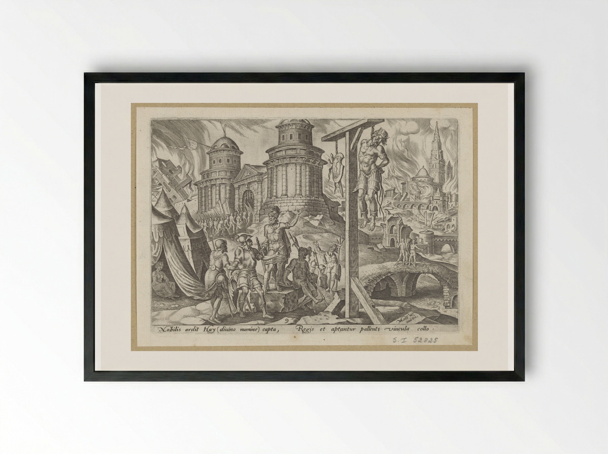 The King of Ai Hanged - Philips Galle - Framed Print Black