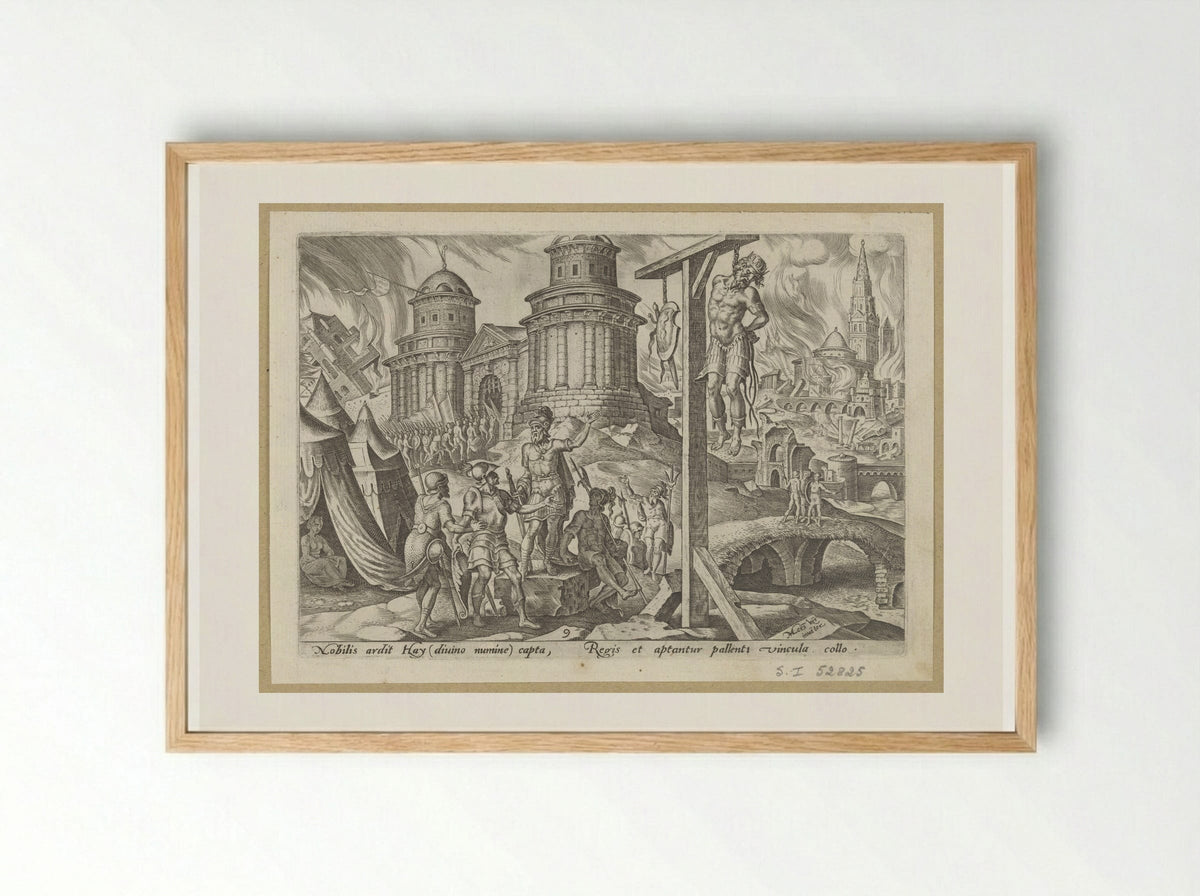 The King of Ai Hanged - Philips Galle - Framed Print Wood