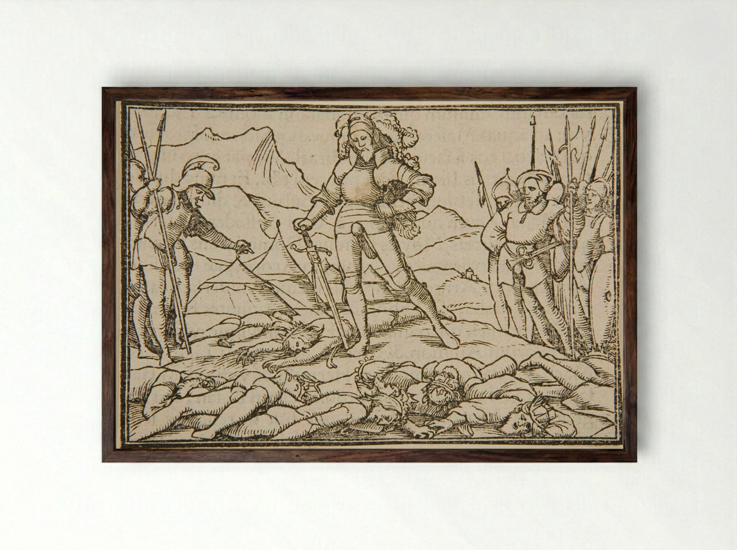 The Kings of Jordan Slain - Hans Holbein the Younger - Framed Print Dark Wood
