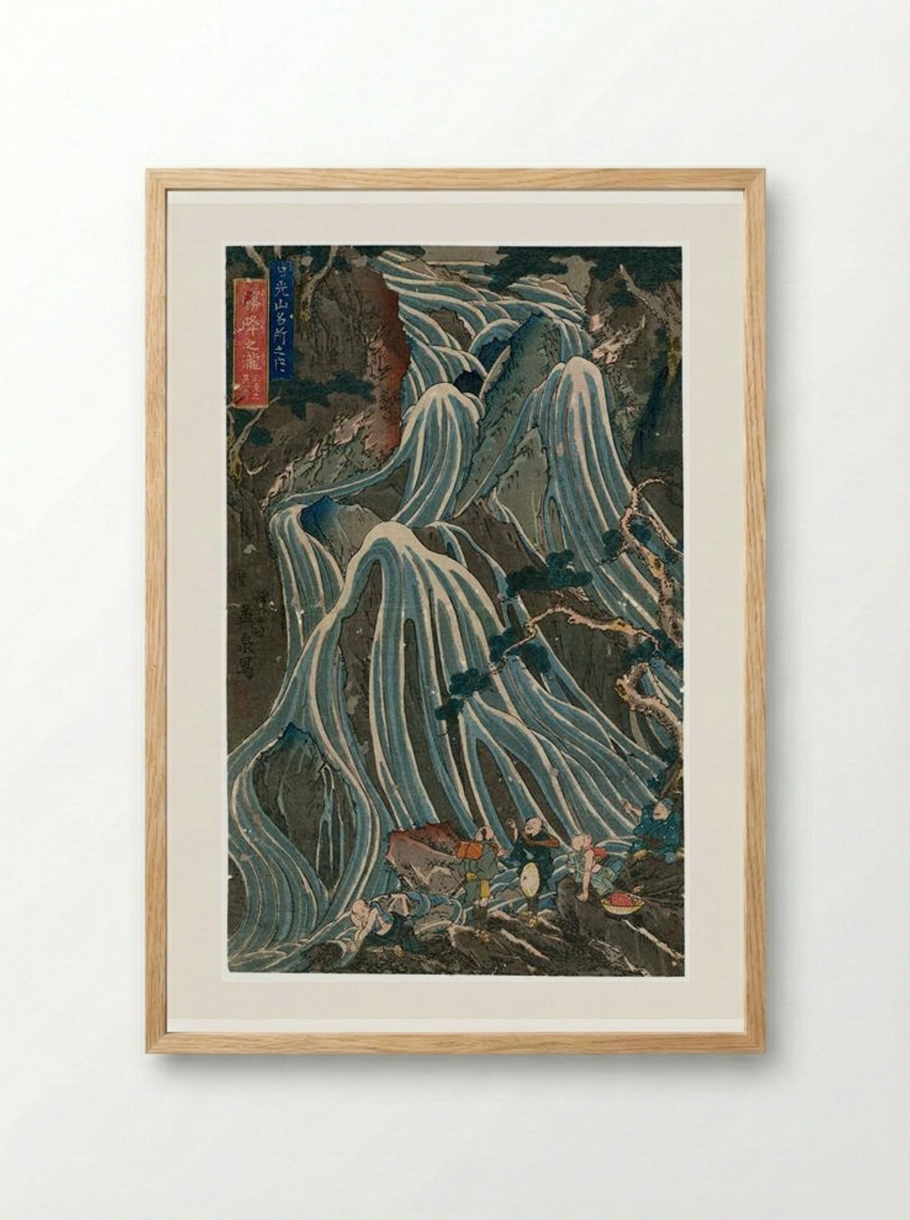 The Kirifuri Falls, One of the Three Waterfalls - Keisai Eisen - Framed Print Wood
