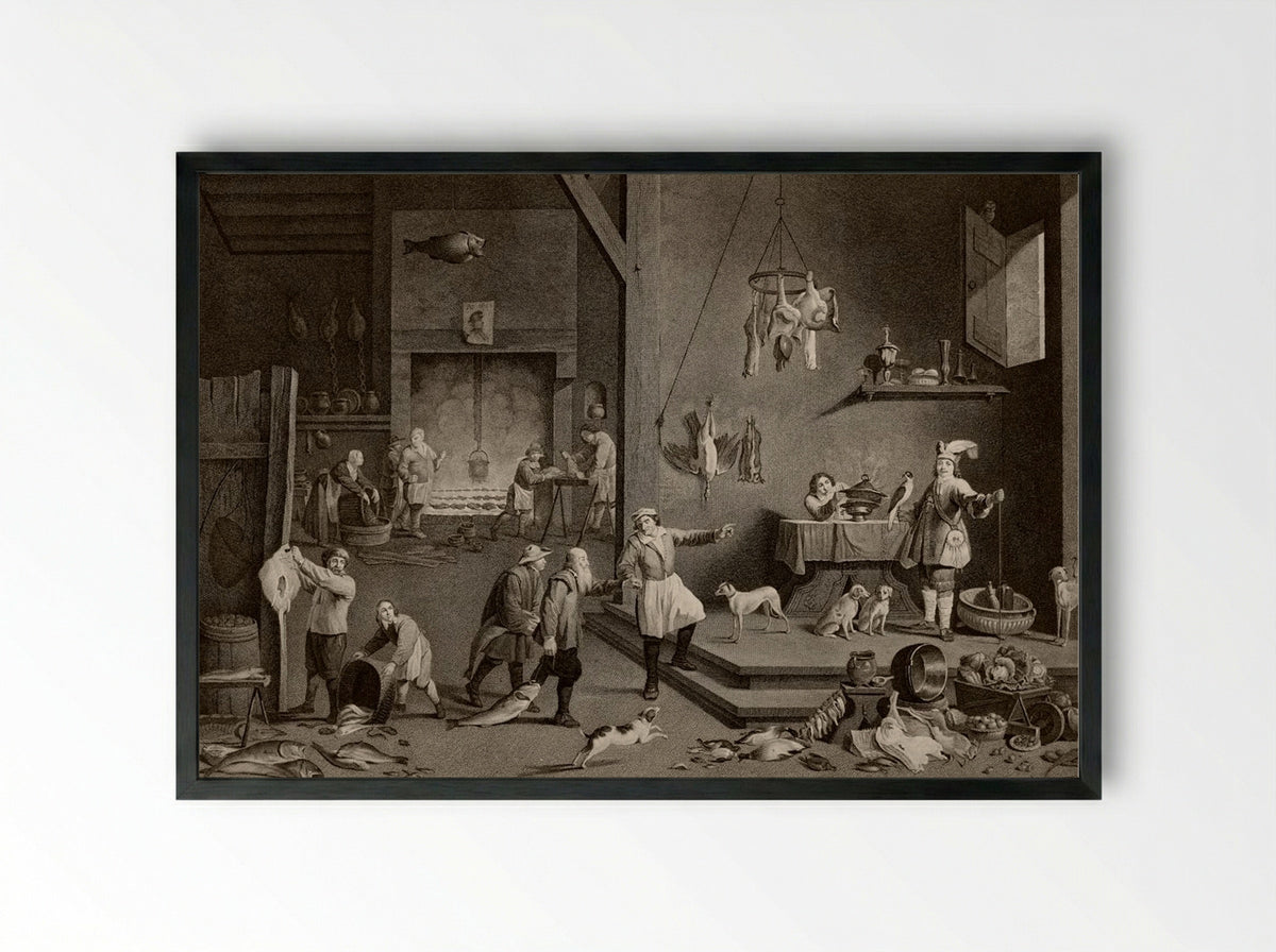 The Kitchen - Jean Baptiste Michel - Framed Print Black