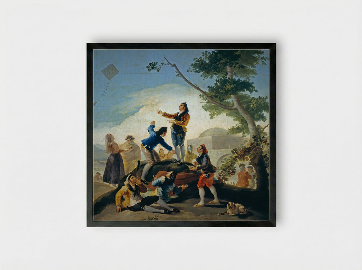 The Kite - Francisco Goya - Framed Print Black