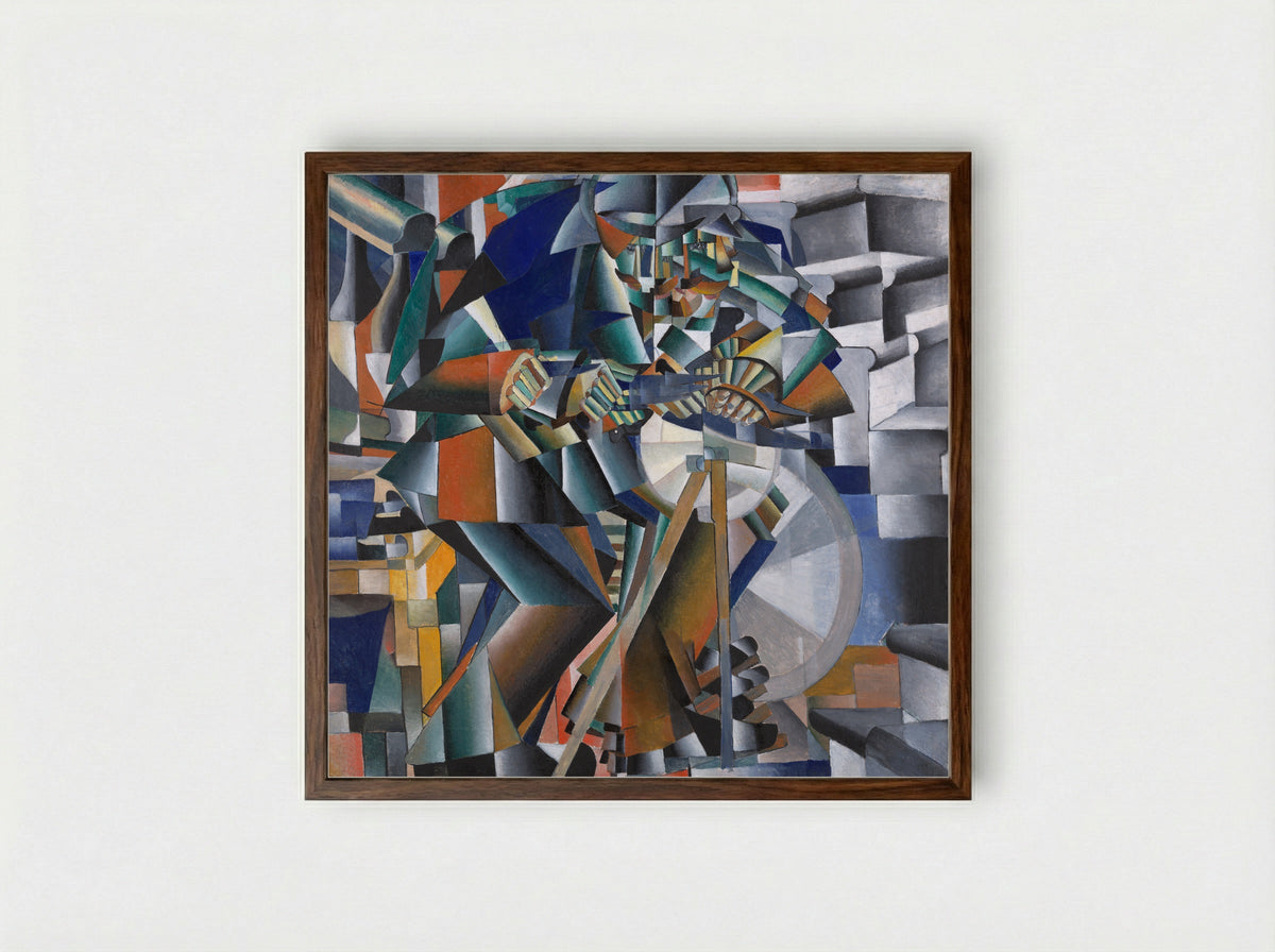The Knife Grinder - Kazimir Malevich - Framed Print Dark Wood