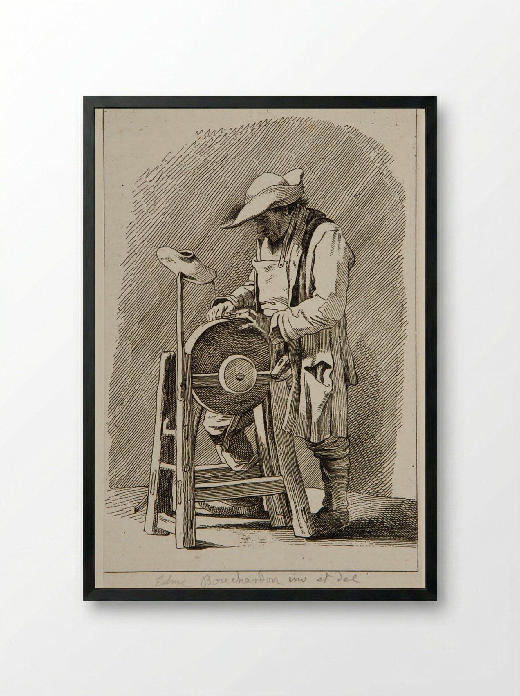 The Knife Sharpener - Anne Claude de Thubières, Comte de Caylus - Framed Print Black
