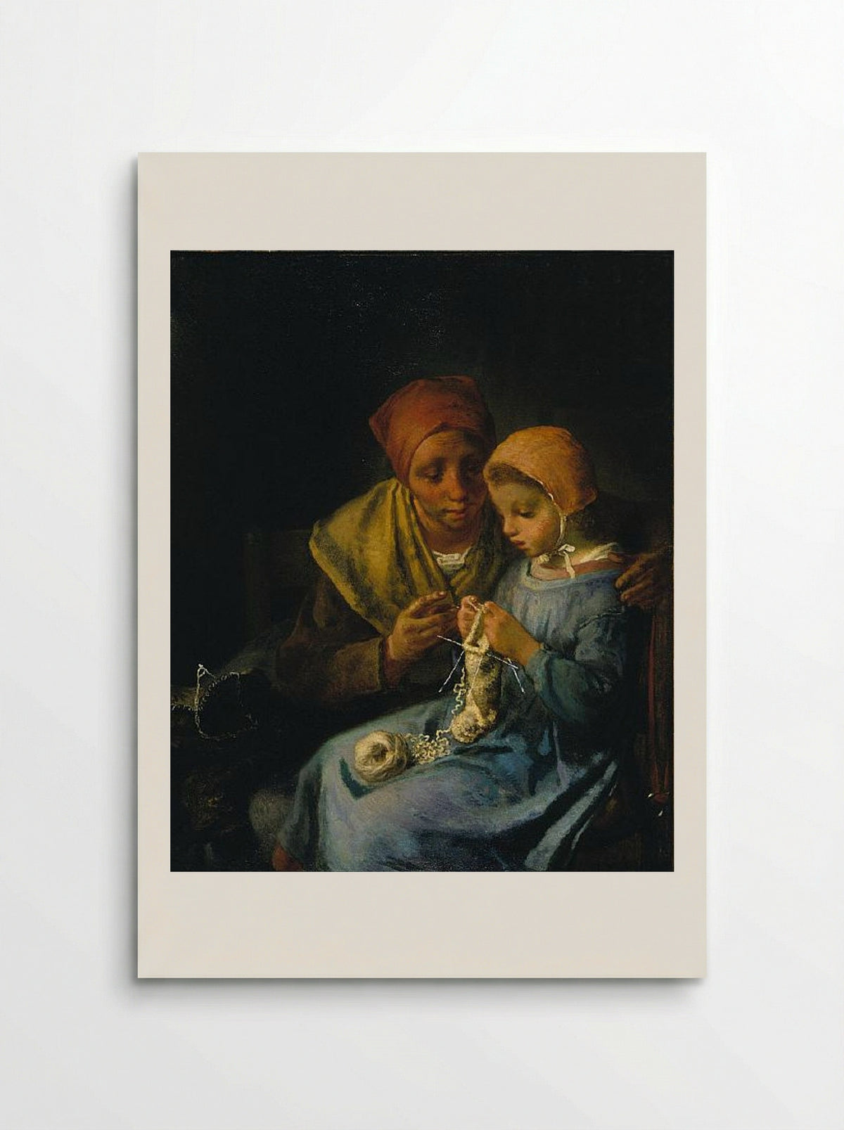 The Knitting Lesson - Jean-François Millet - Poster