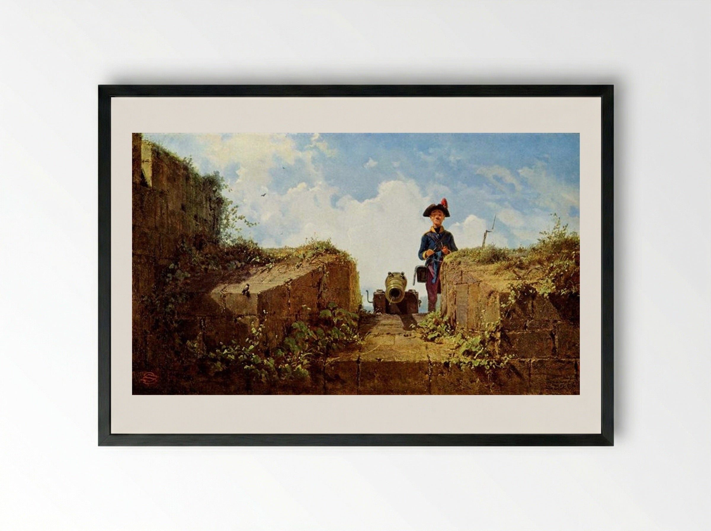 The Knitting Outpost - Carl Spitzweg - Framed Print Black
