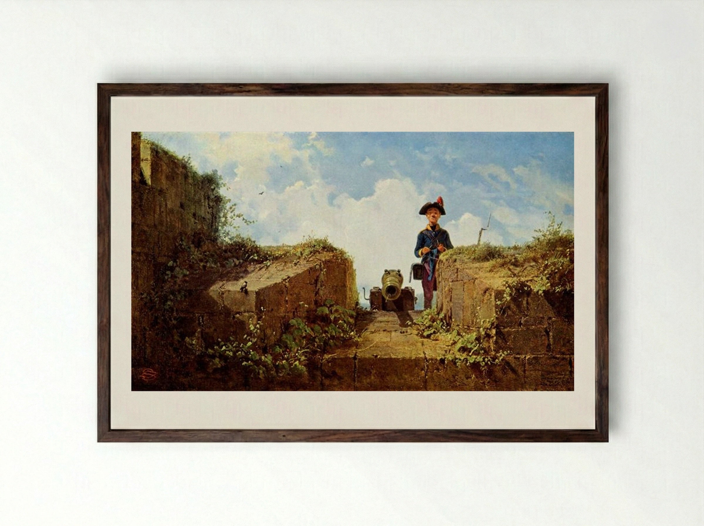 The Knitting Outpost - Carl Spitzweg - Framed Print Dark Wood