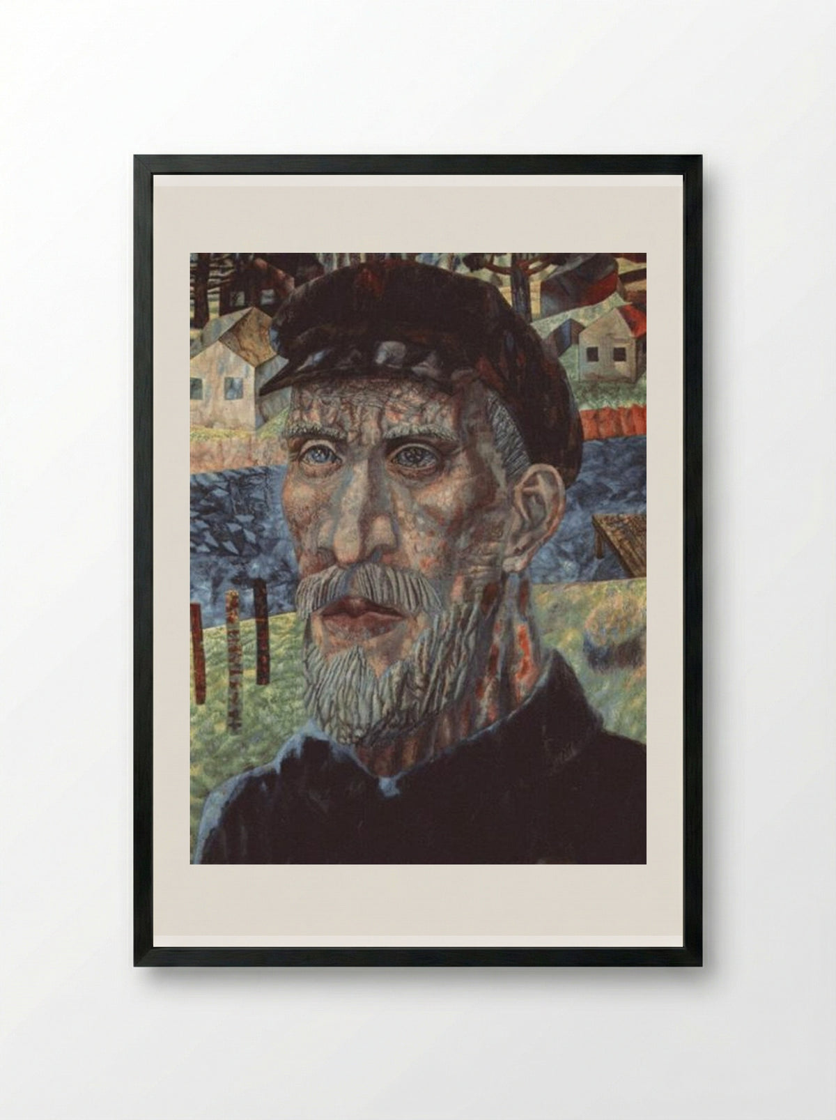 The Kolkhoznik (Member of a Collective Farm) - Pavel Filonov - Framed Print Black