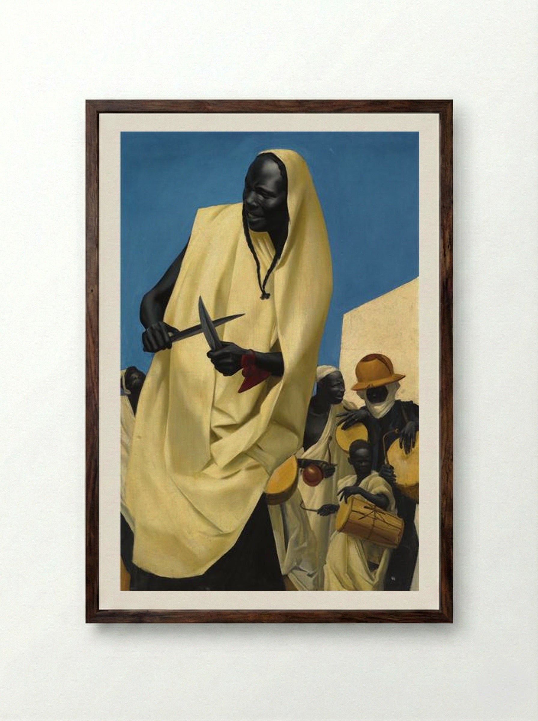 The Kuli-Kuta Dance, Niamey - Alexandre Jacovleff - Framed Print Dark Wood