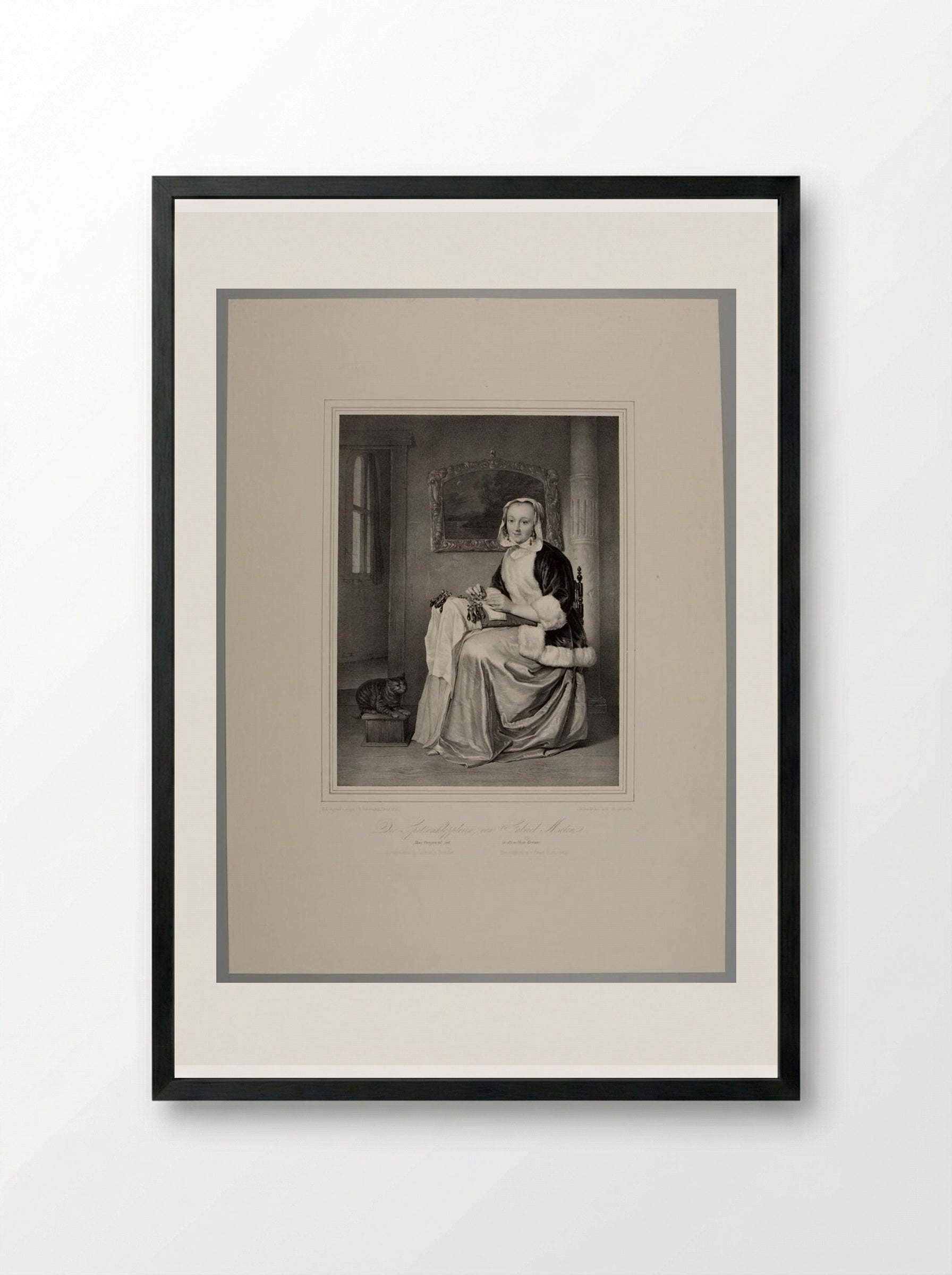 The Lace-Maker - Franz Hanfstaengl - Framed Print Black