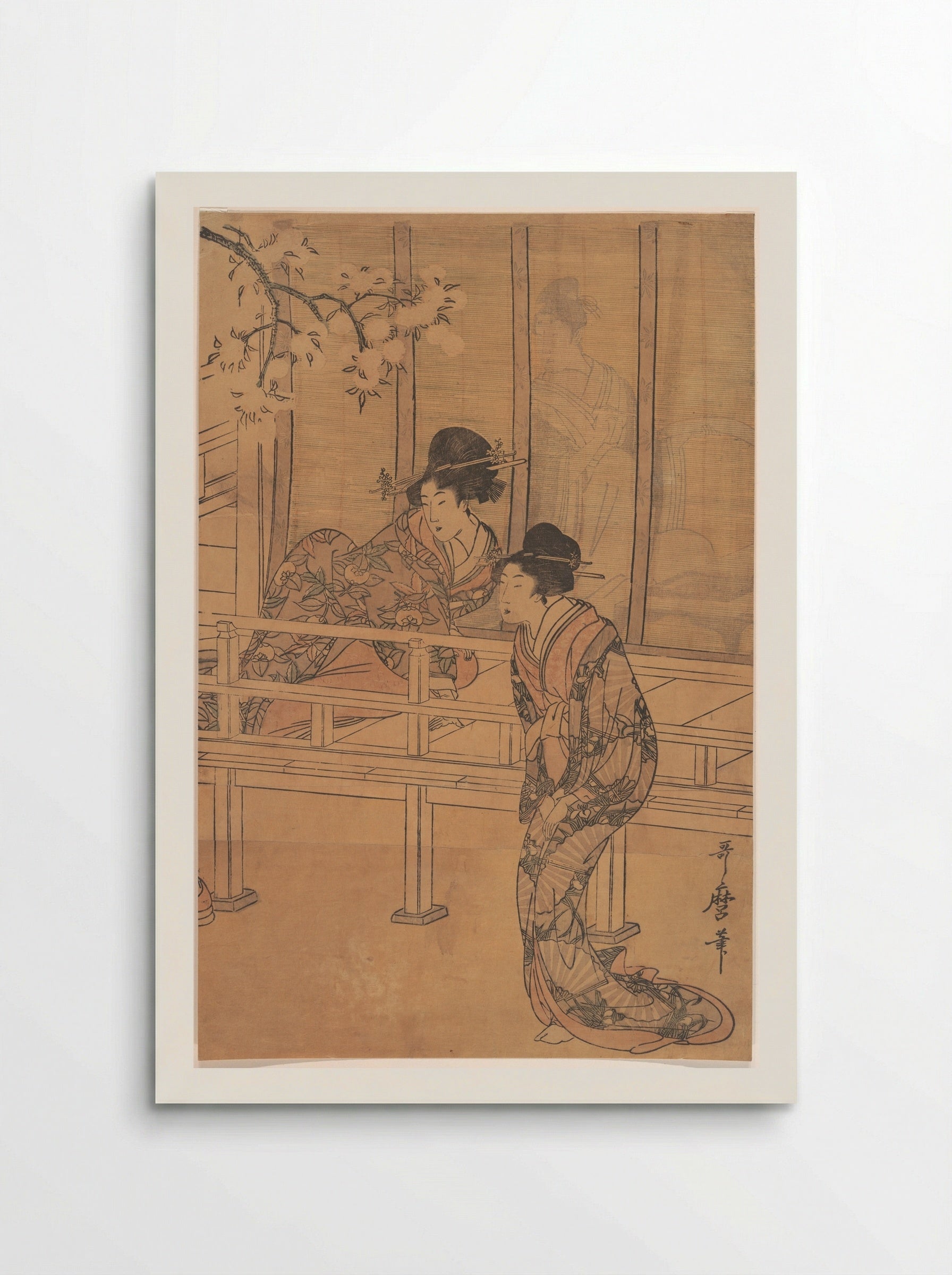 The Lady of Rokujo being Visited by the Princess Aoi - Kitagawa Utamaro - Poster