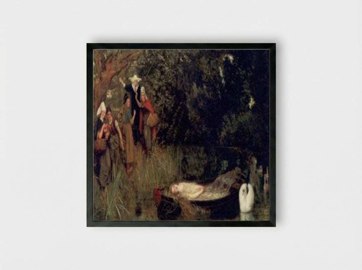 The Lady of Shalott - Arthur Hughes - Framed Print Black