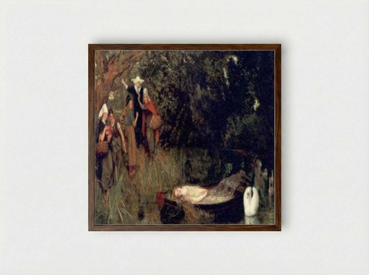 The Lady of Shalott - Arthur Hughes - Framed Print Dark Wood