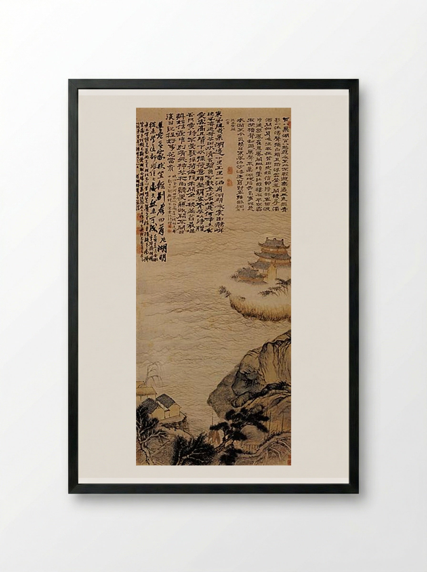 The Lake Cao - Shitao - Framed Print Black