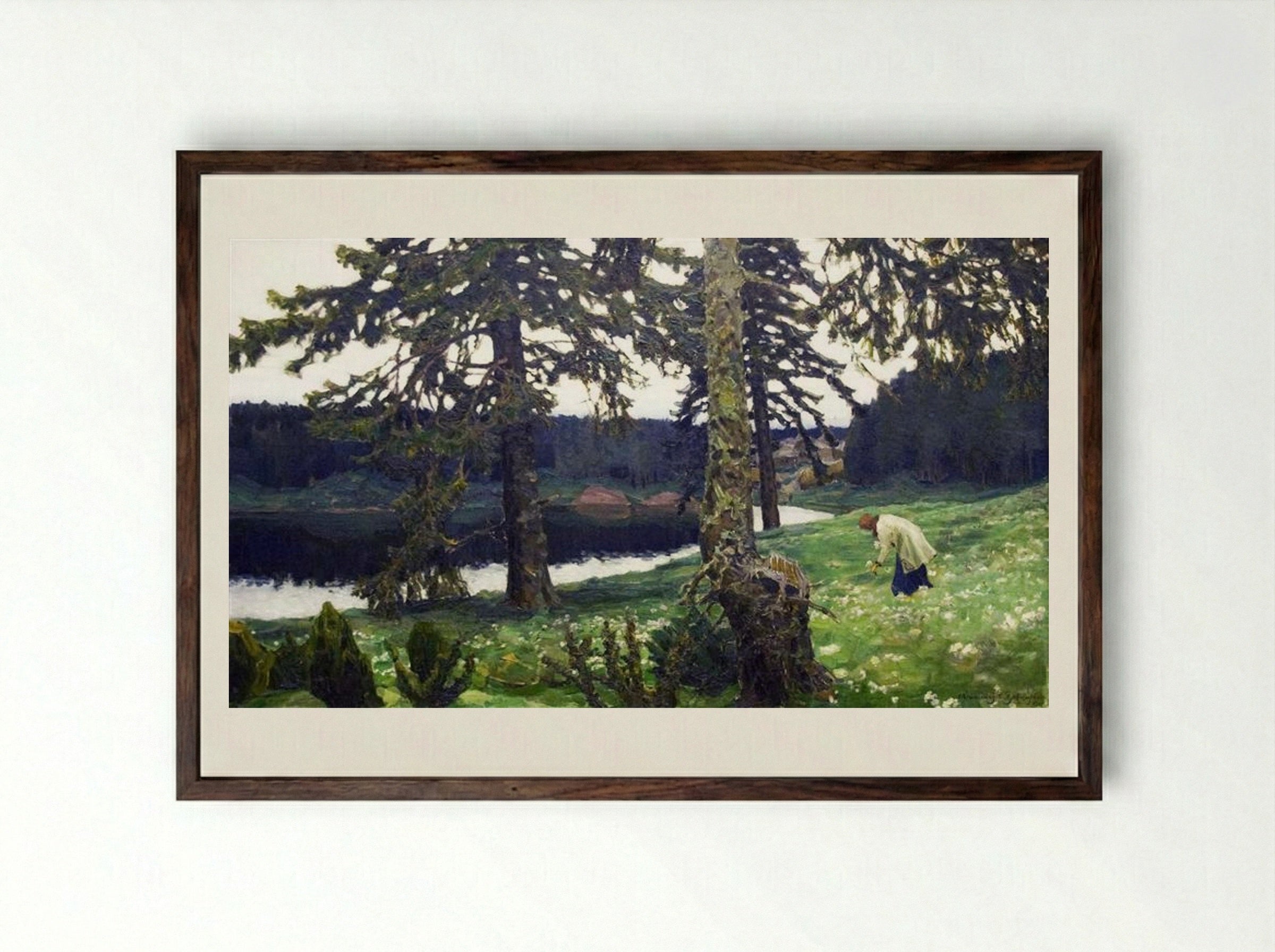 The Lake - Viktor Vasnetsov - Framed Print Dark Wood