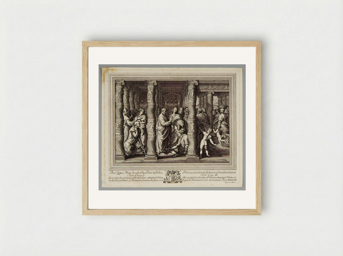 The Lame Man Healed by Peter and John - Simon Gribelin - Framed Print Wood