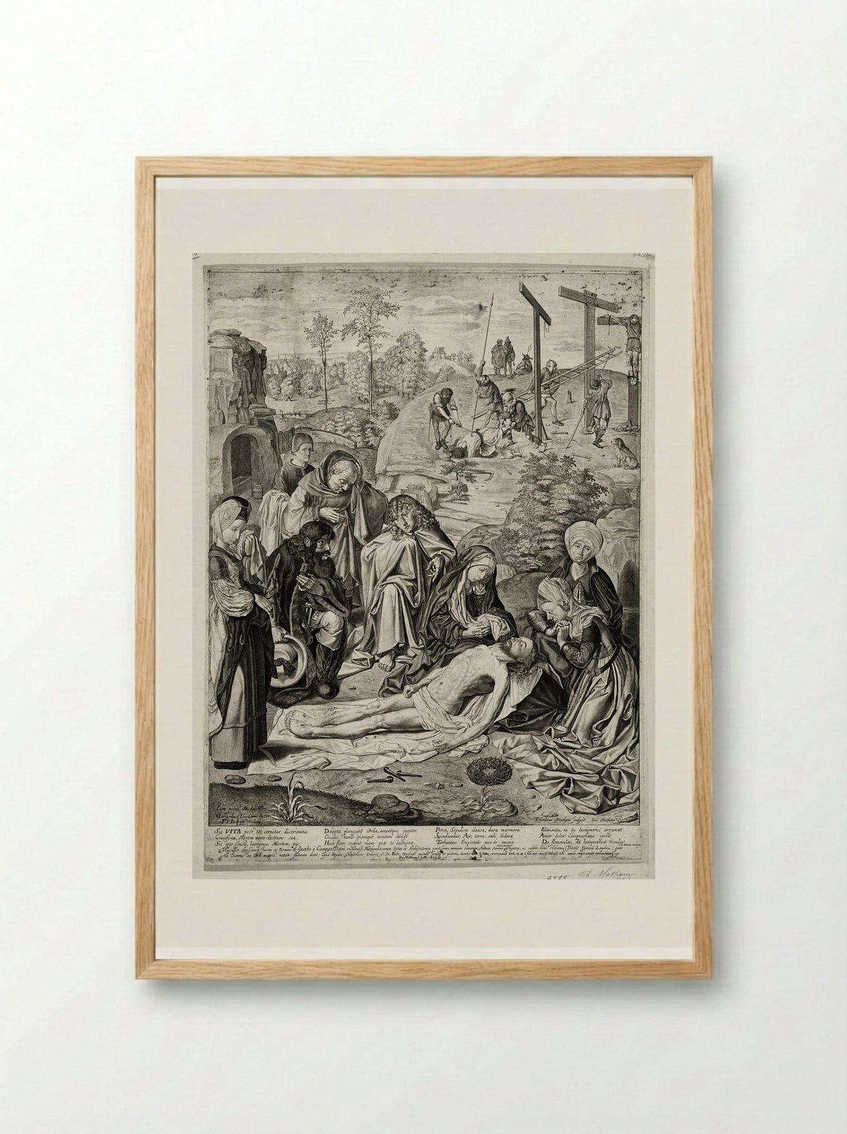 The Lamentation of Christ - Theodor Matham - Framed Print Wood