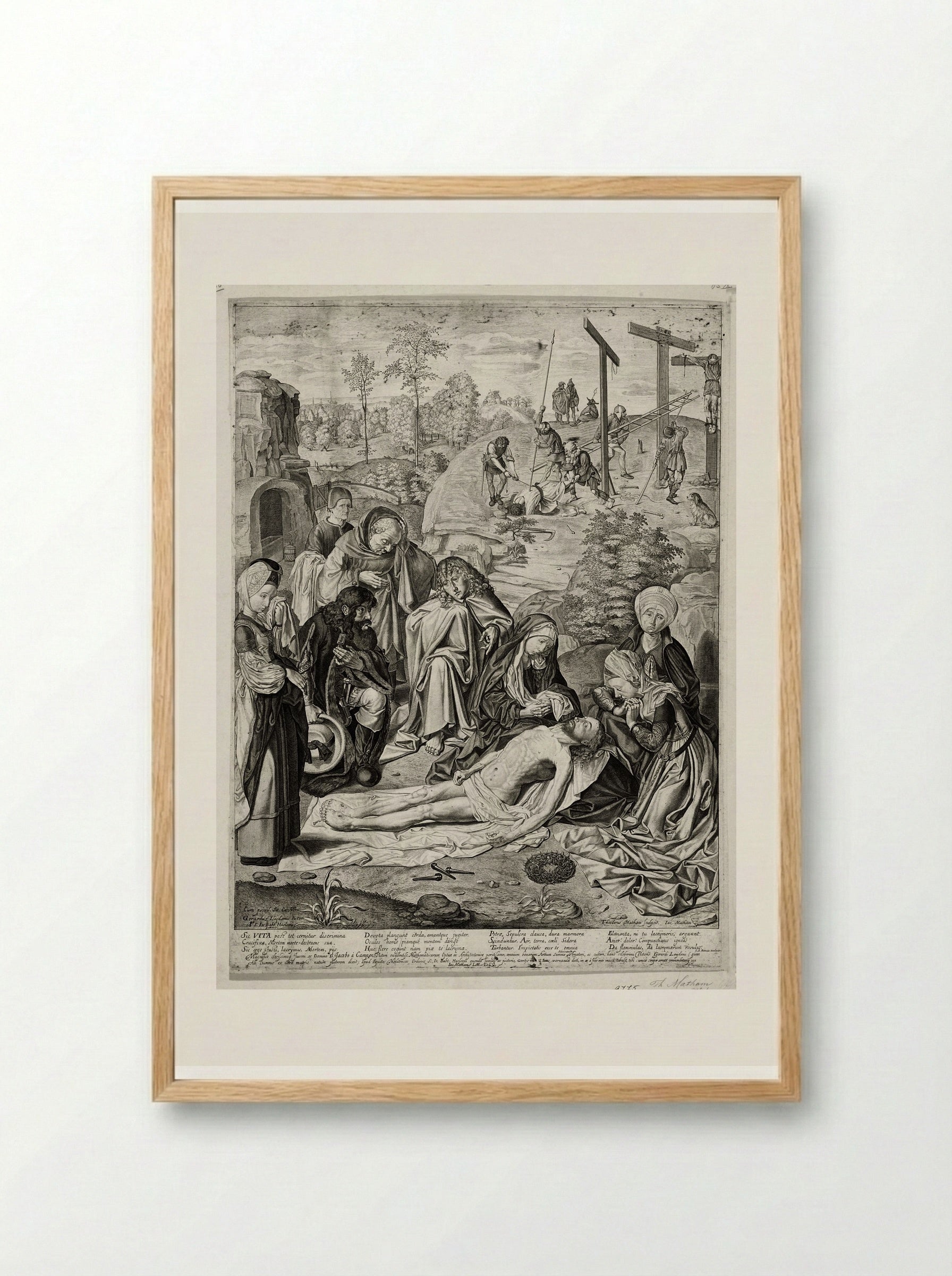 The Lamentation of Christ - Theodor Matham - Framed Print Wood