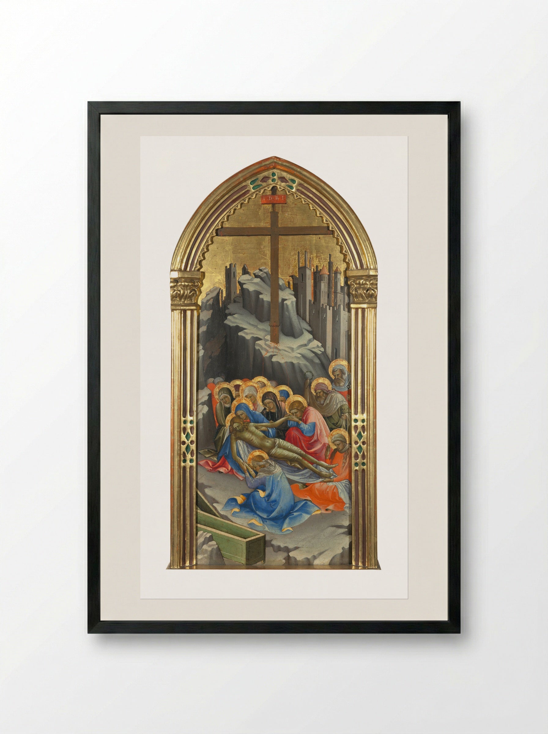 The Lamentation over the Dead Christ - Lorenzo Monaco - Framed Print Black