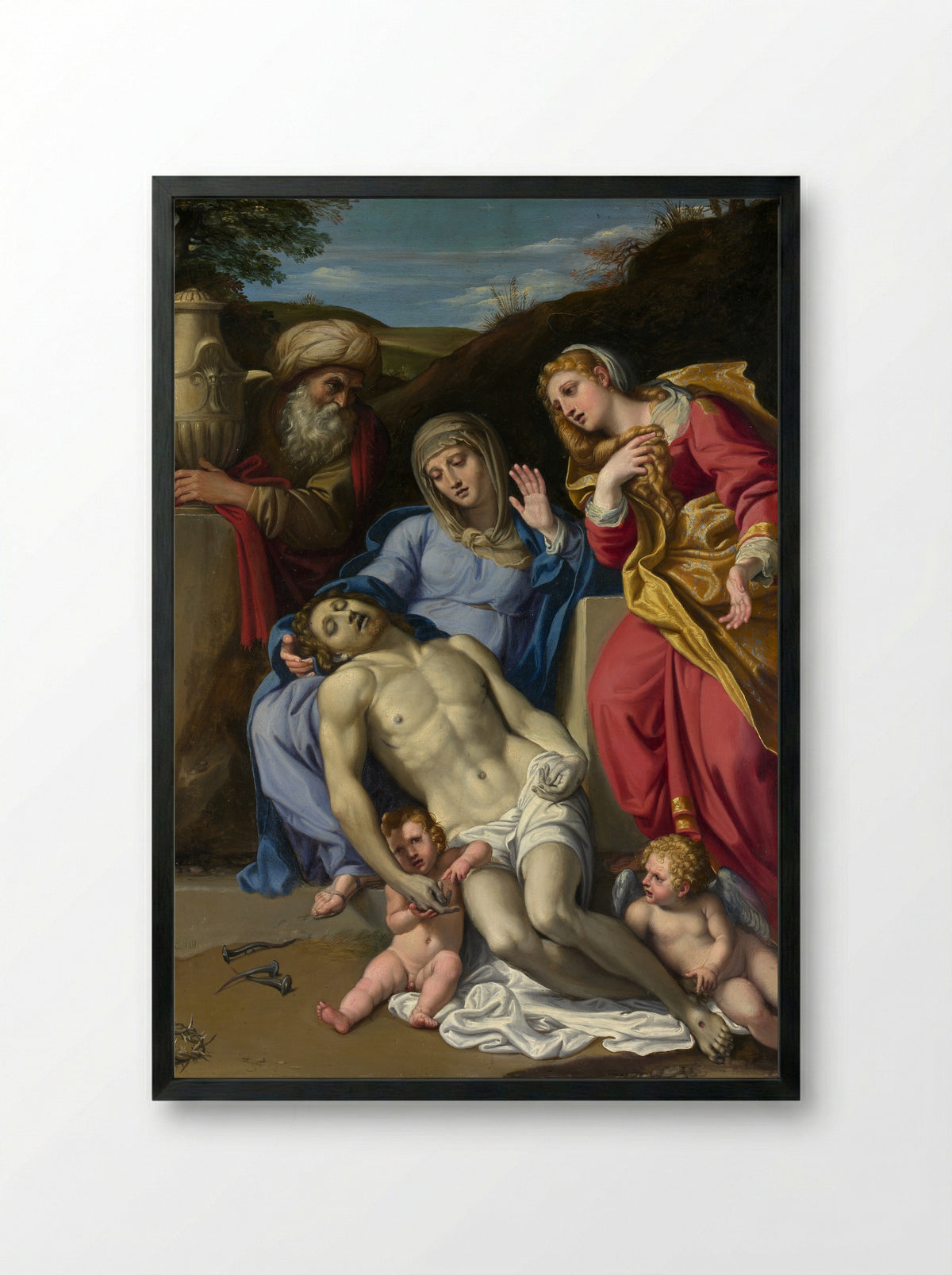 The Lamentation - Domenichino - Framed Print Black