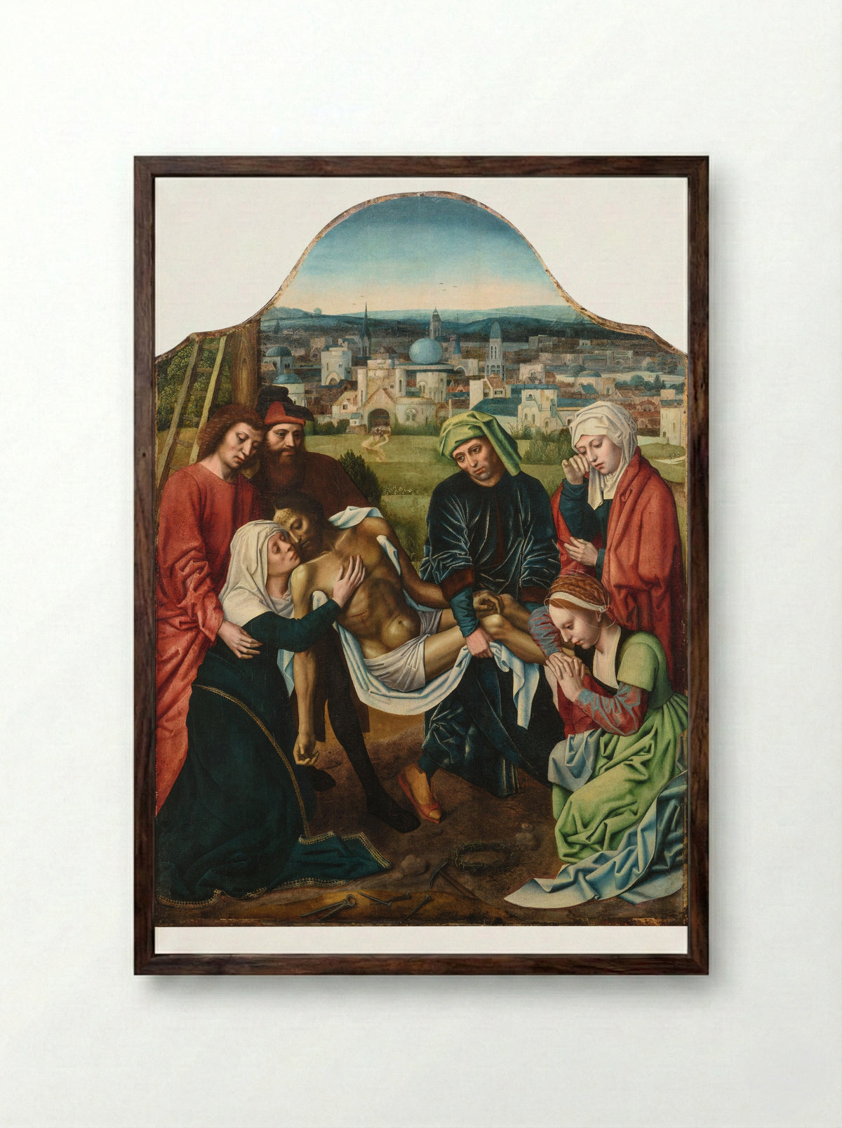 The Lamentation - Ambrosius Benson - Framed Print Dark Wood