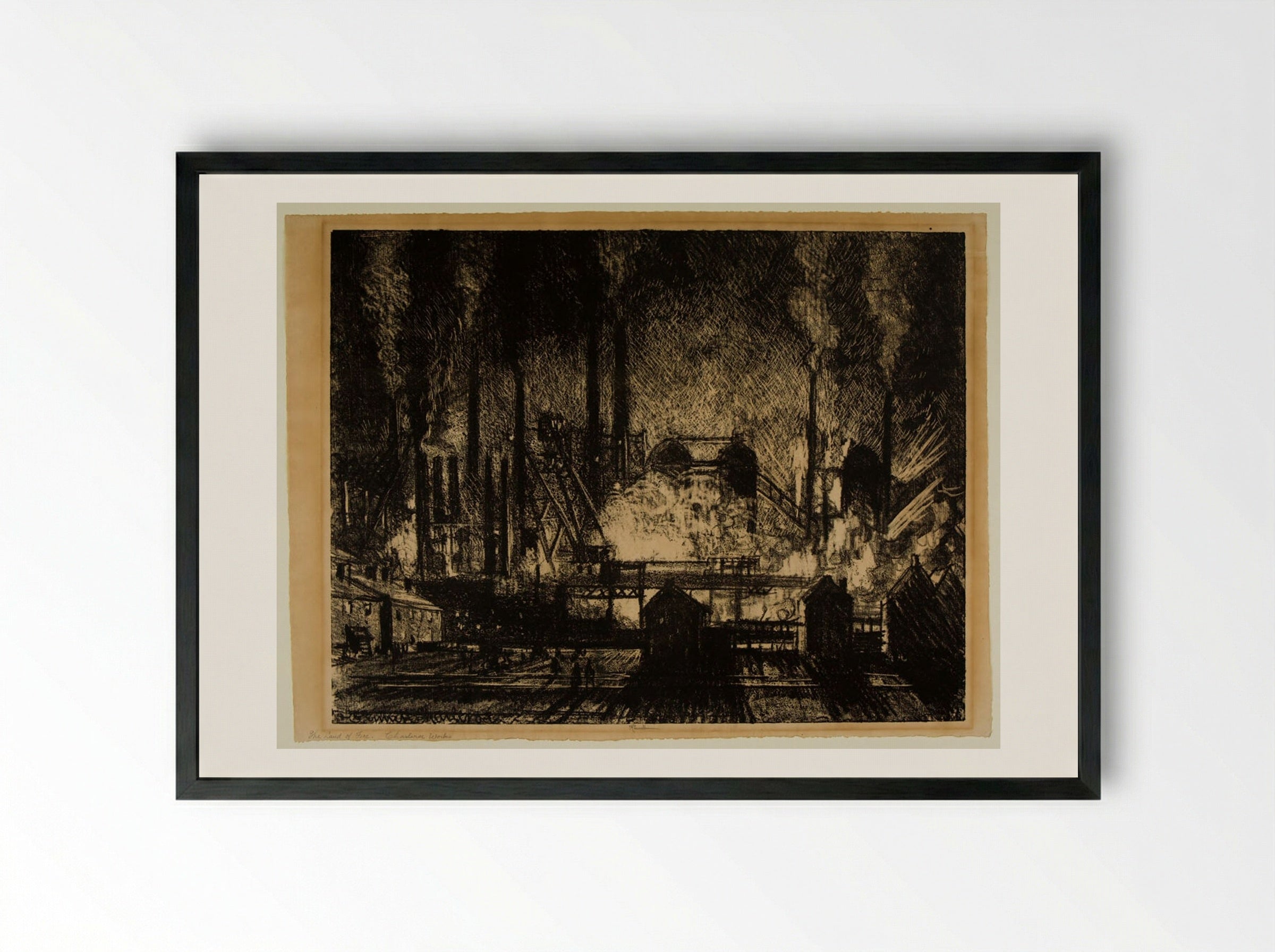 The Land of Fire: Charleroi Works - Joseph Pennell - Framed Print Black