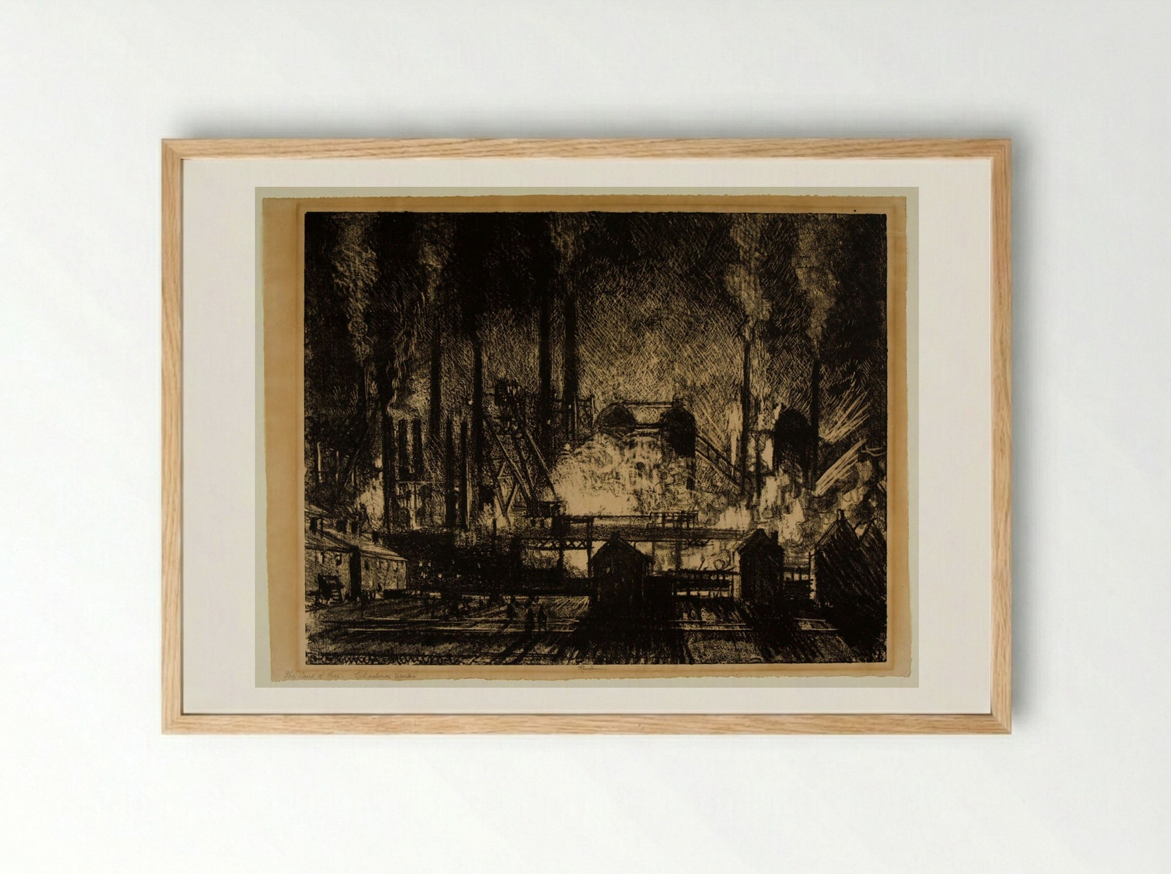 The Land of Fire: Charleroi Works - Joseph Pennell - Framed Print Wood