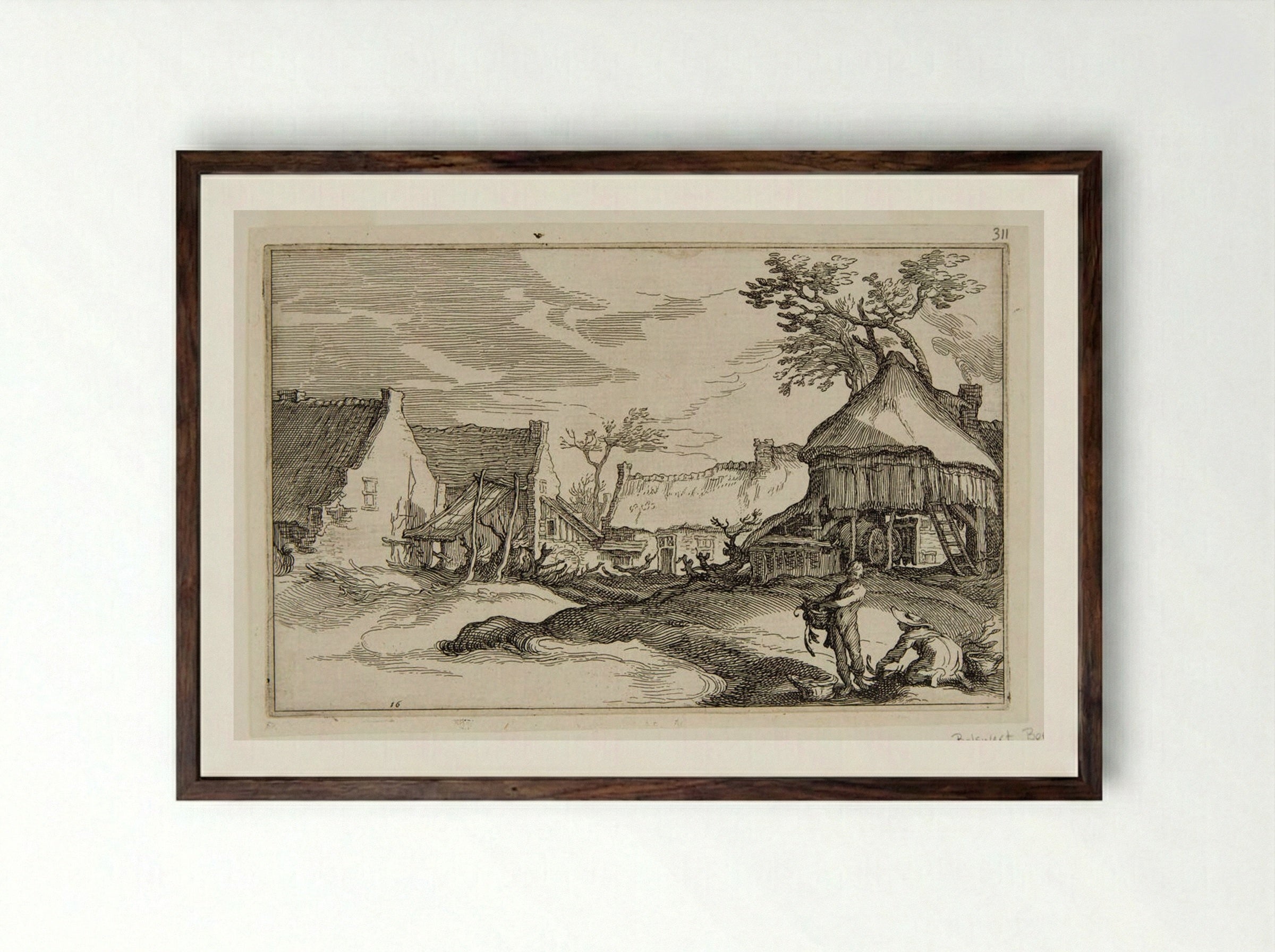 The Large Farm - Boetius Adamsz. Bolswert - Framed Print Dark Wood