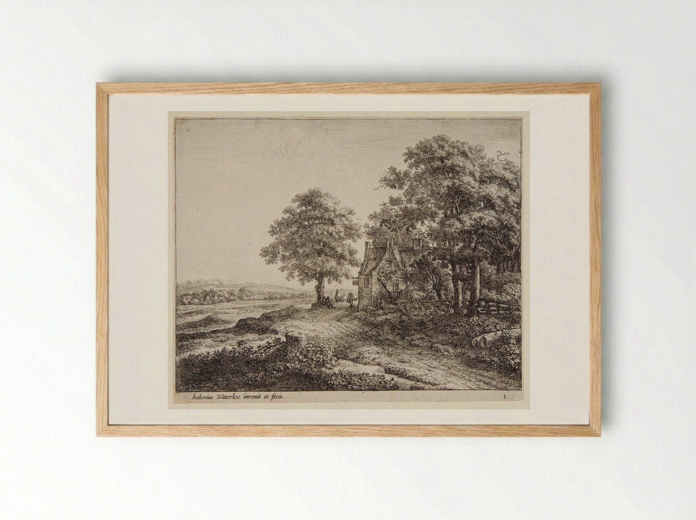The Large Linden Tree Before an Inn - Anthonie Waterloo - Framed Print Wood