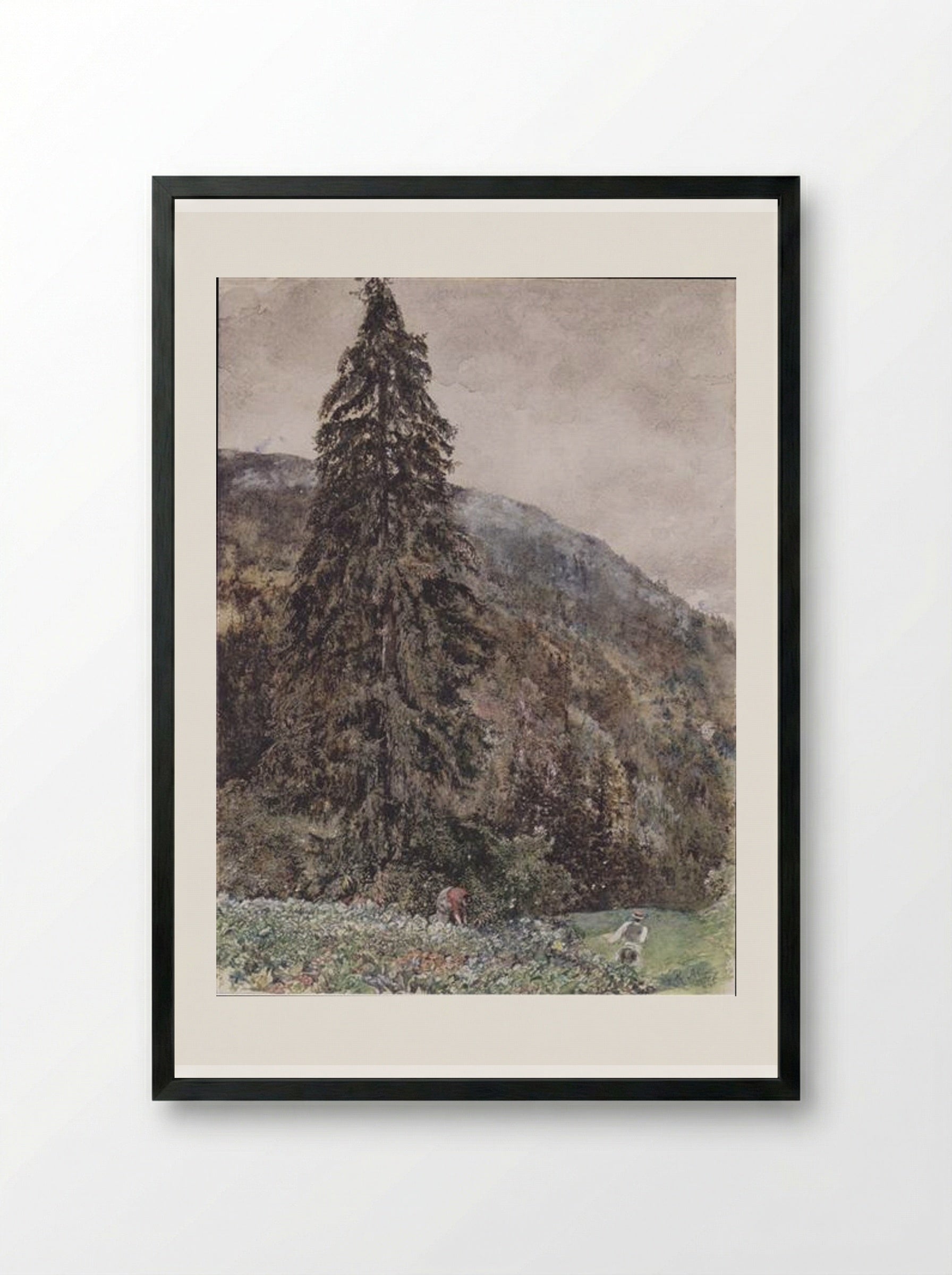 The Large Pine in Gastein - Rudolf von Alt - Framed Print Black